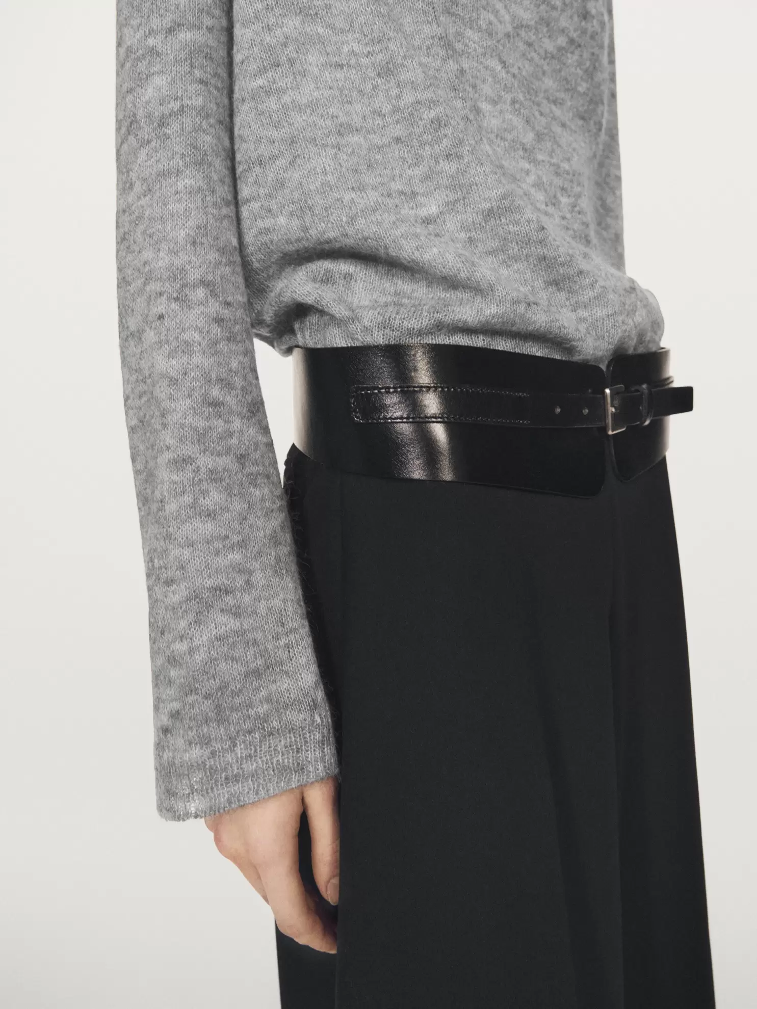 Knit sweater with cowl neck