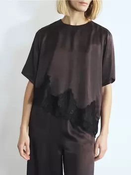 Top asimetric cu dantelă