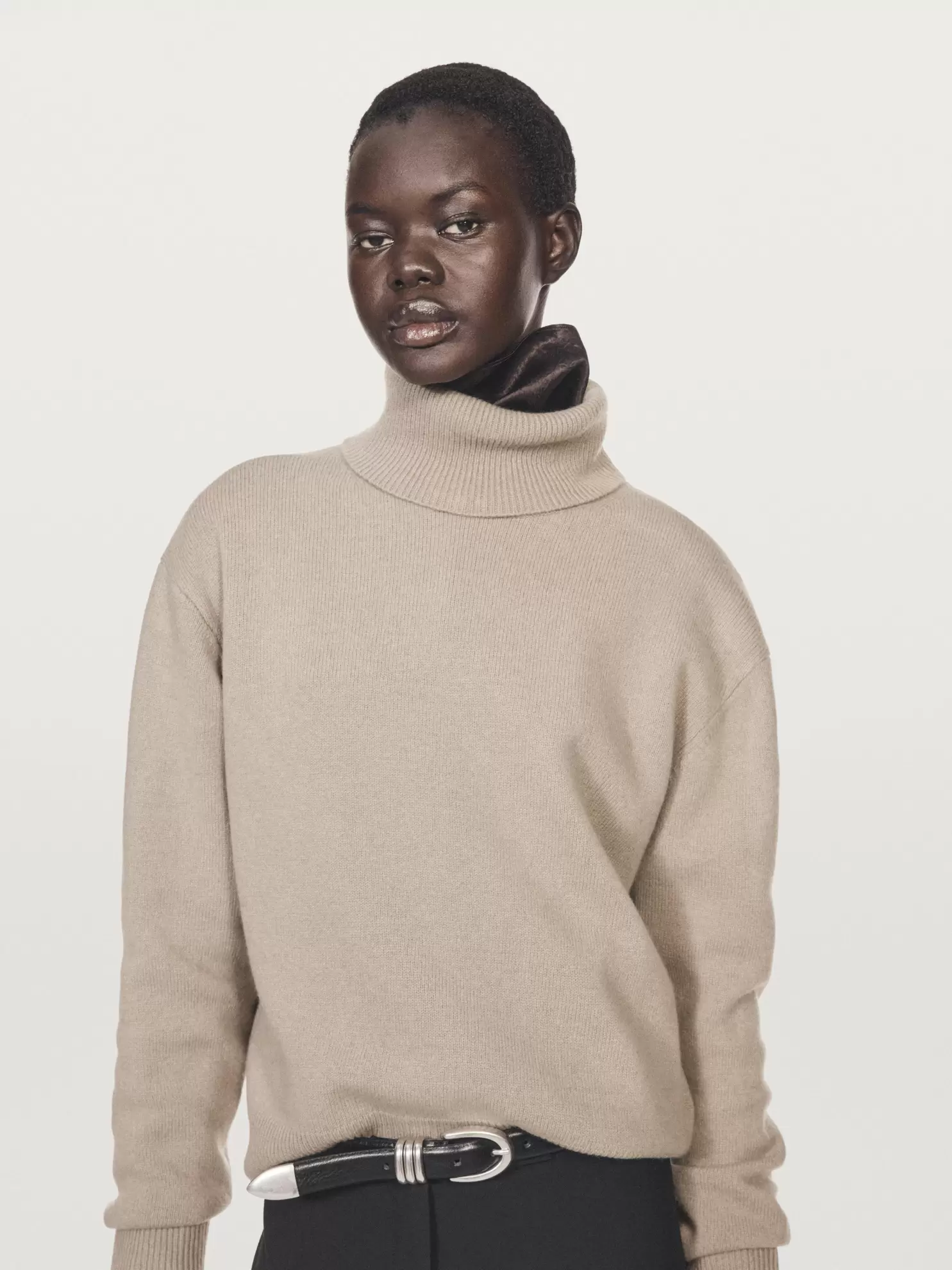 Wool blend high neck sweater