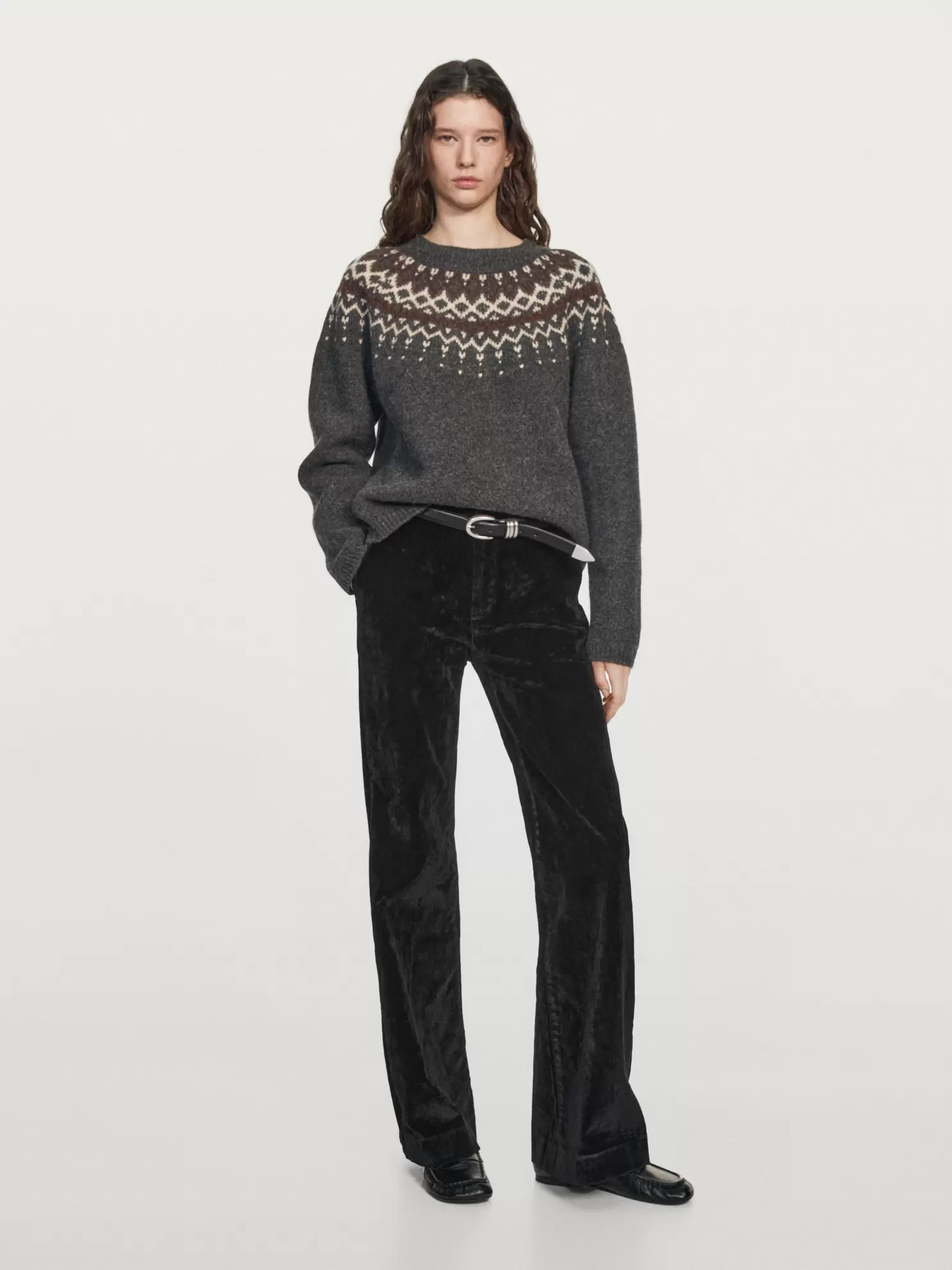 Wool jacquard knit sweater