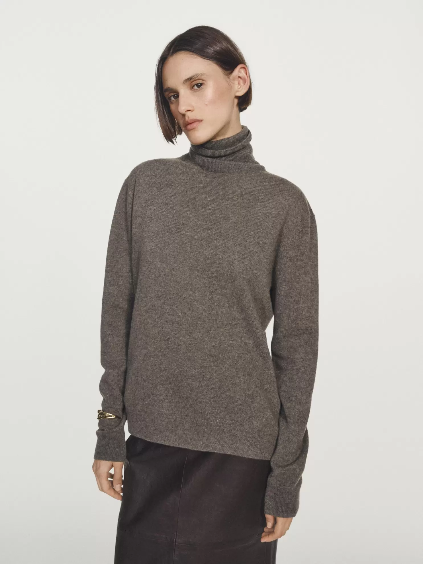 Wool blend high neck sweater