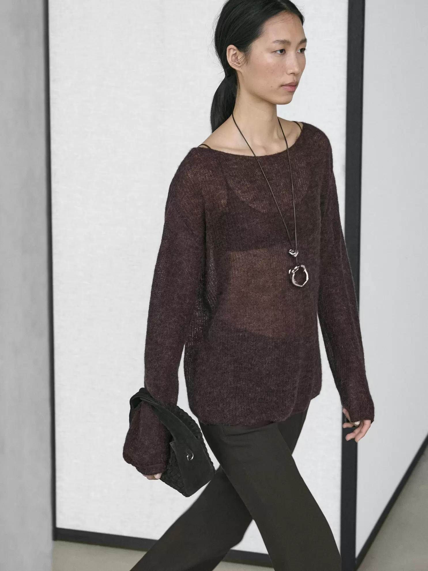 Alpaca and wool blend knit sweater