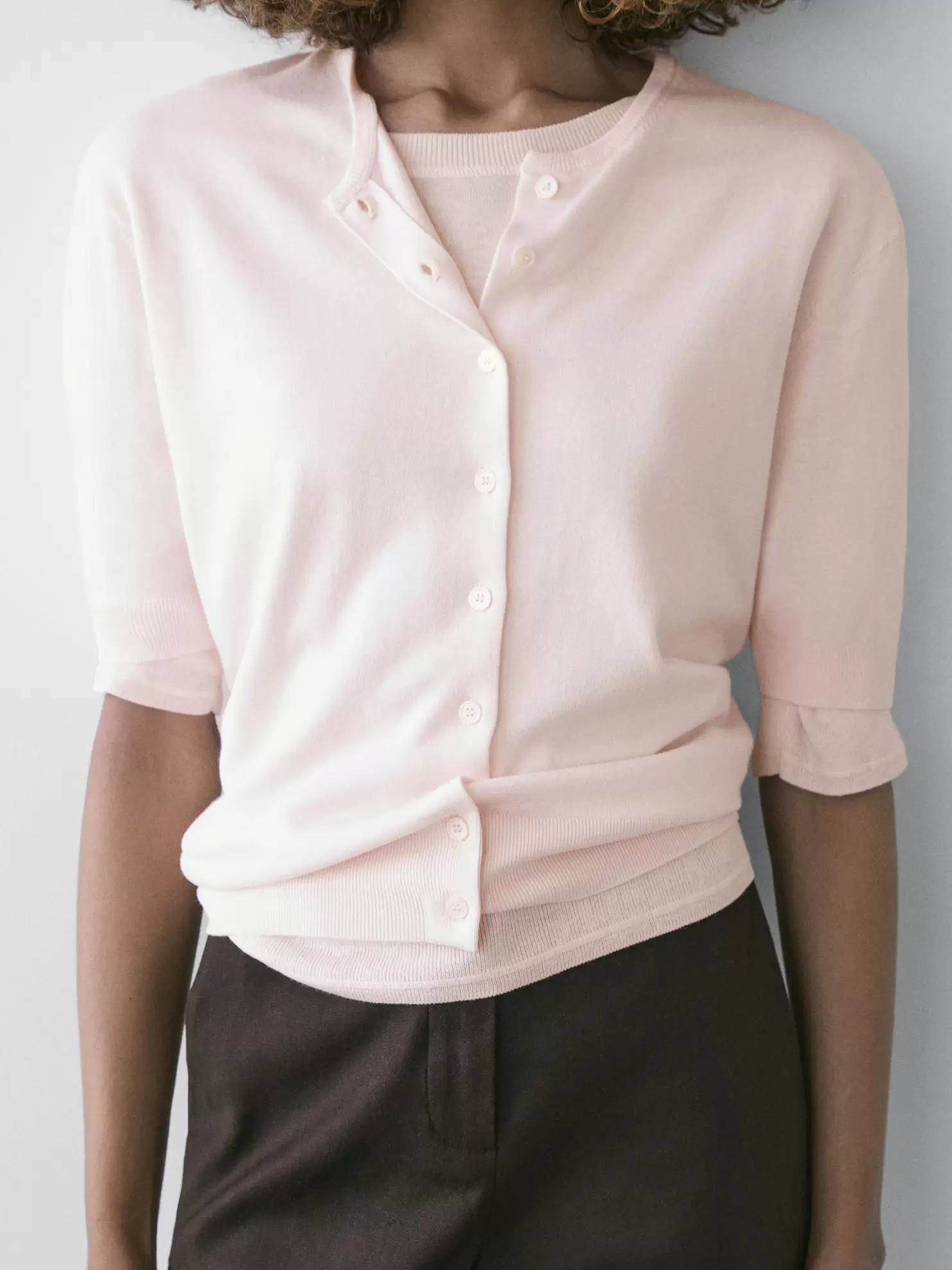 Short sleeve knit cardigan