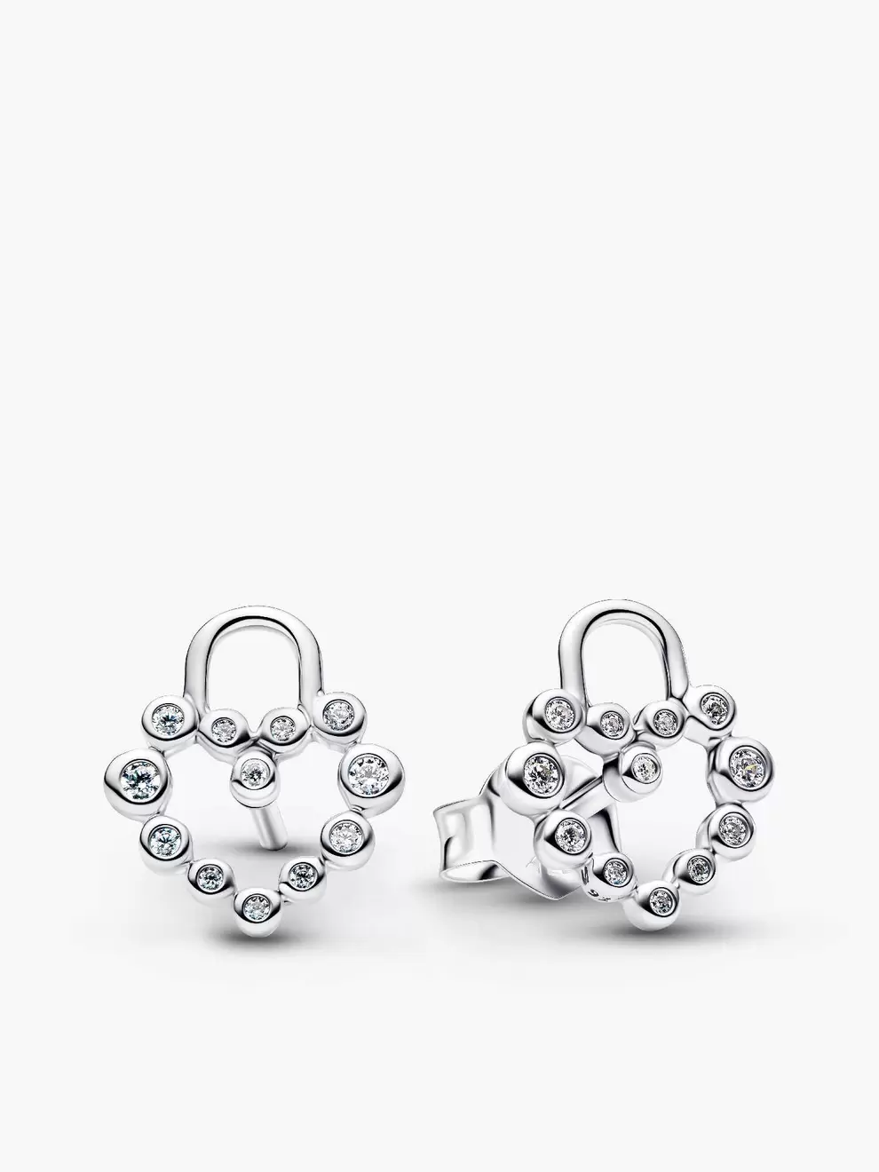 Cercei cu șurub și lacăt în formă de inimă strălucitoare