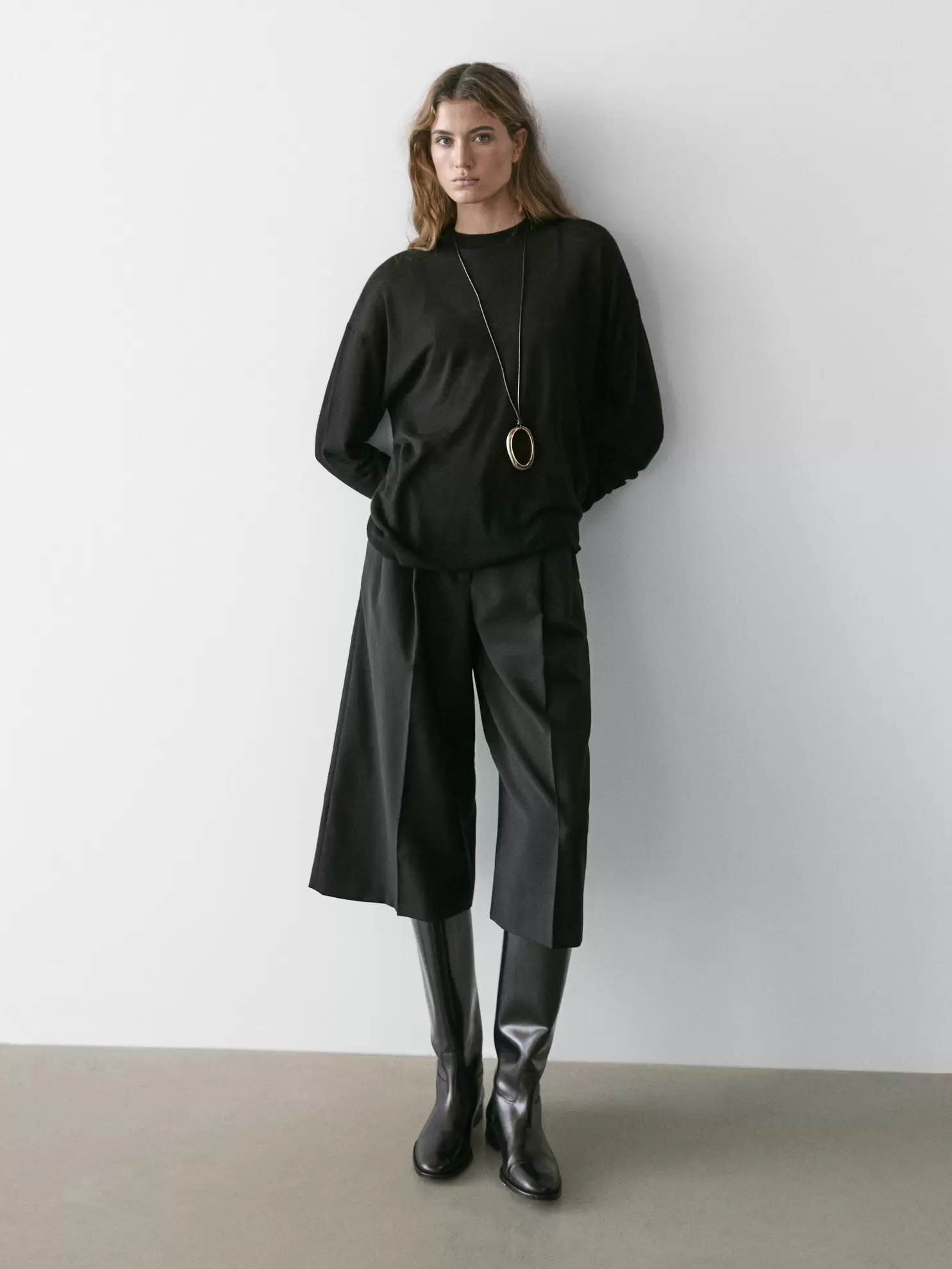 Oversize wool blend knit sweater