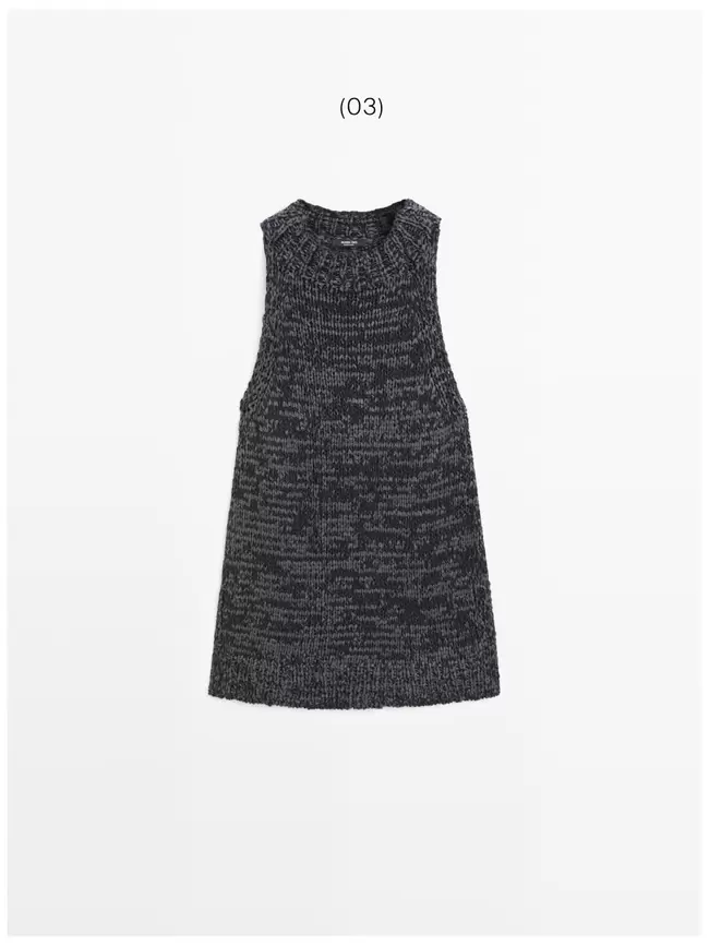 Flecked knit halter top