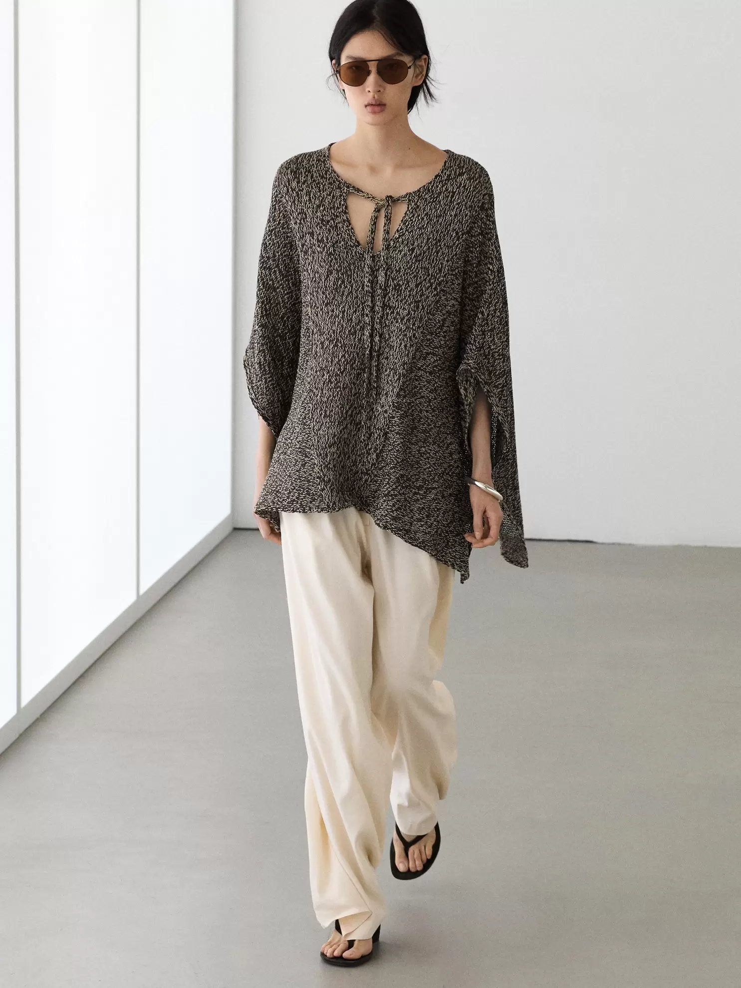 Cotton blend knit cape