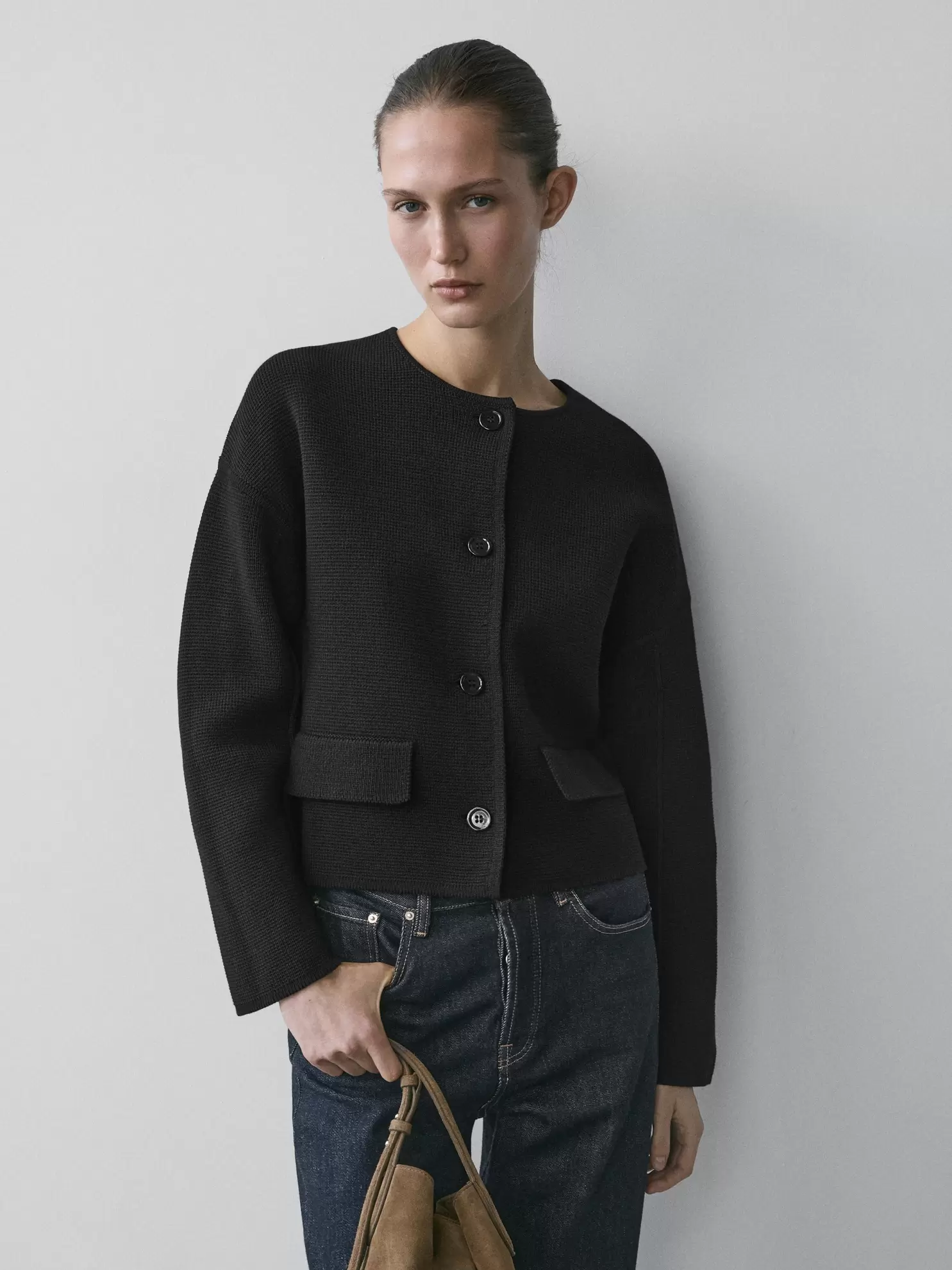 Cotton knit cardigan