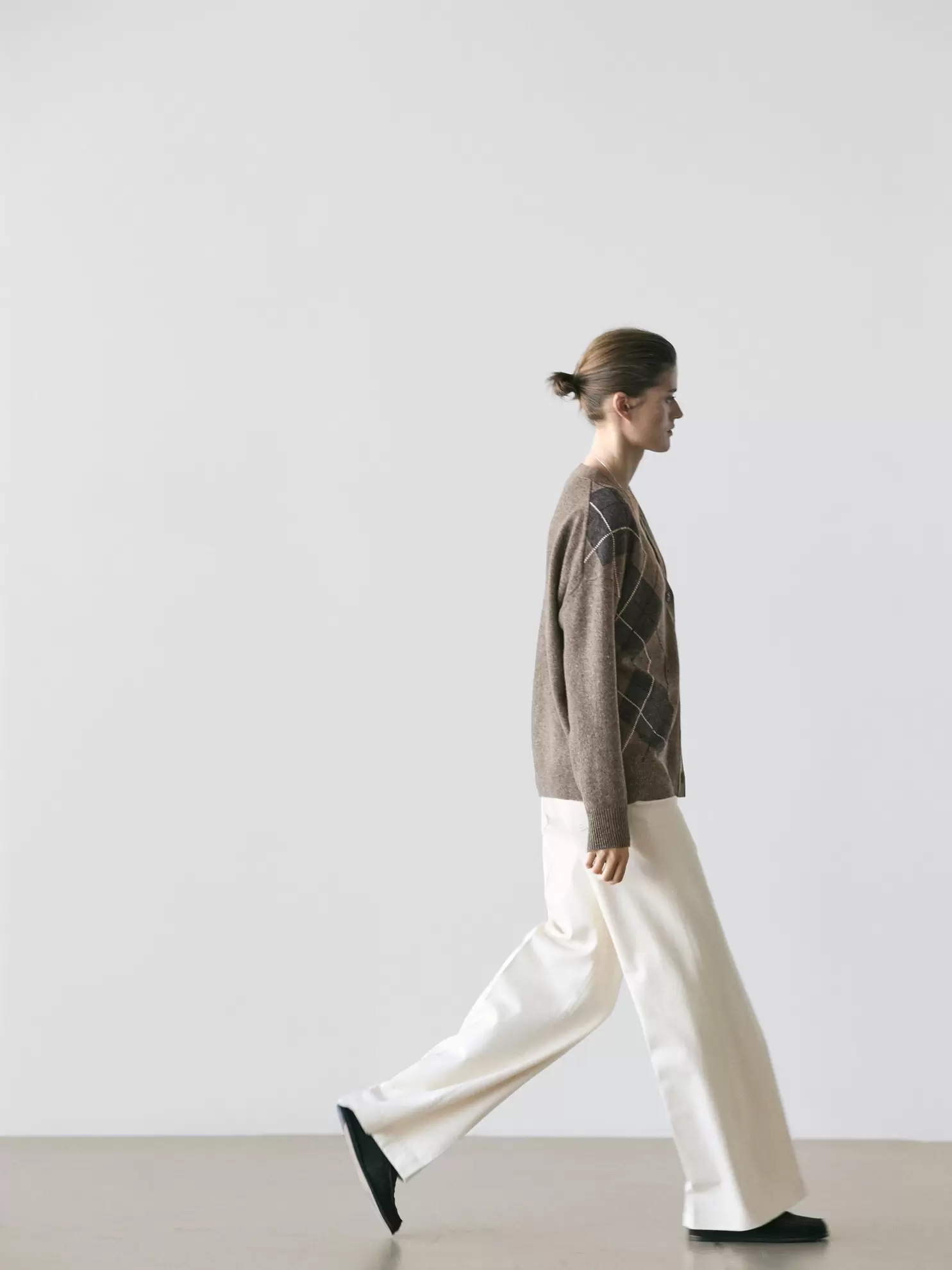 Wool argyle knit cardigan