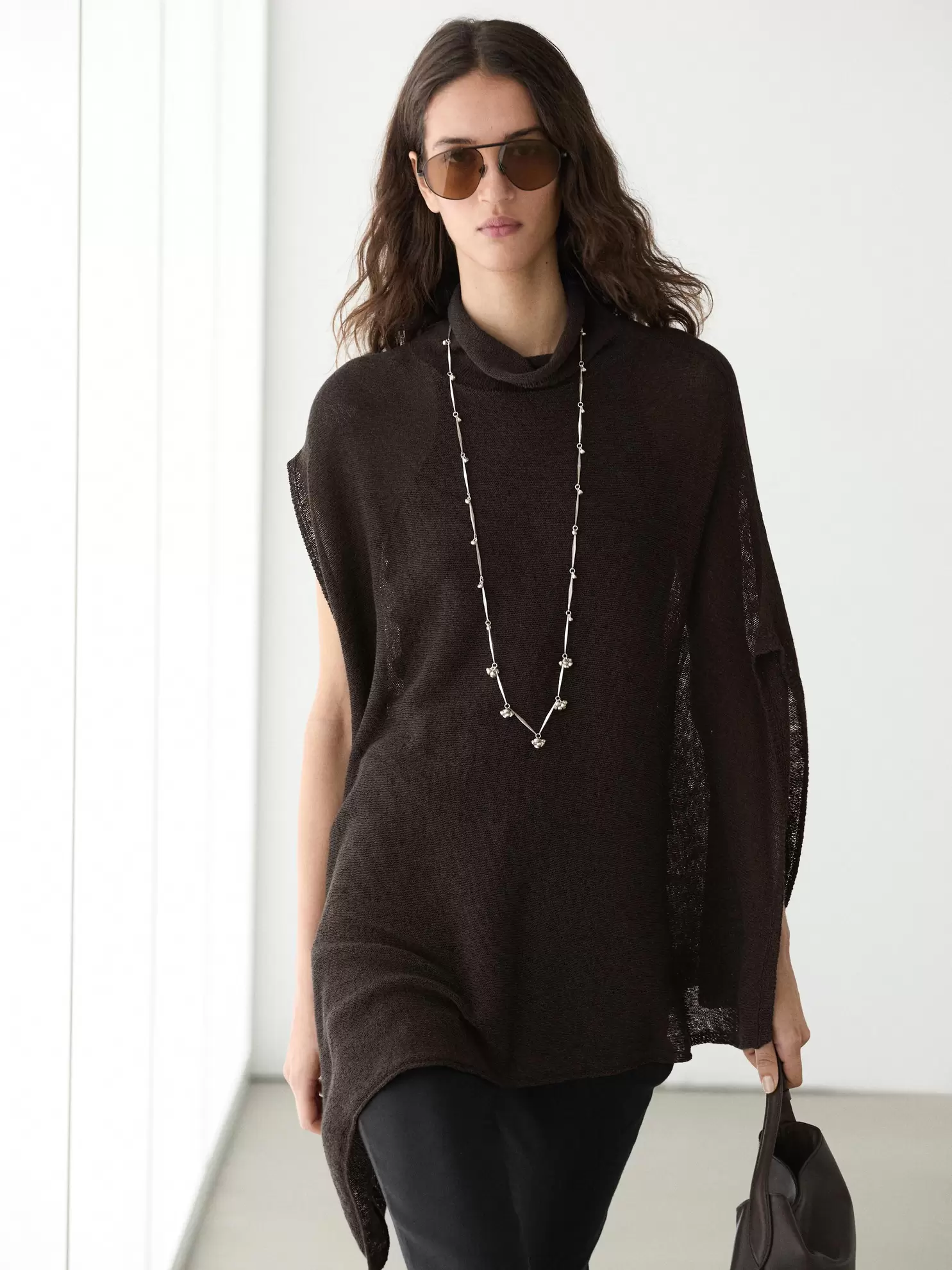 Cotton blend knit cape