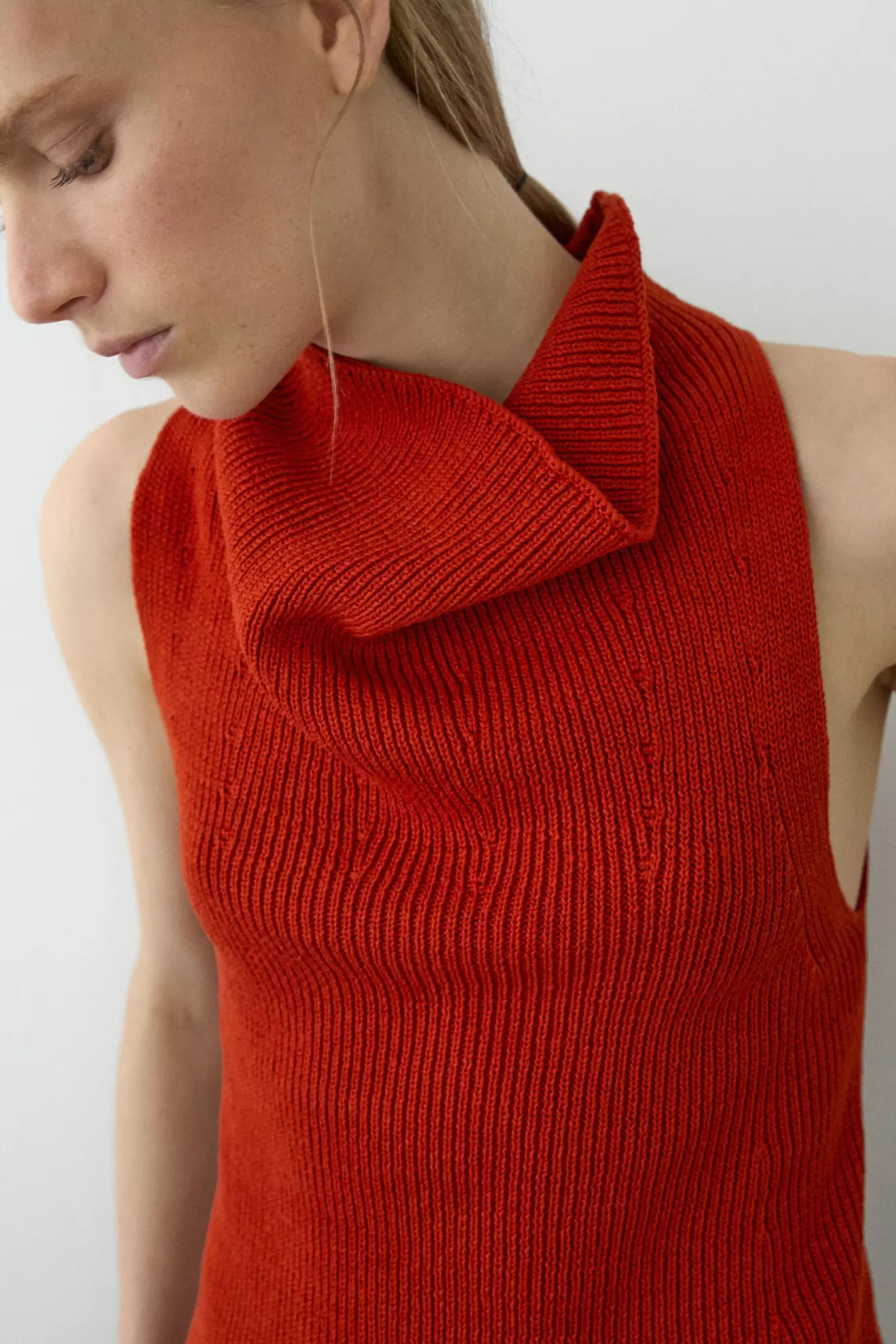 Cotton top with cowl neckline