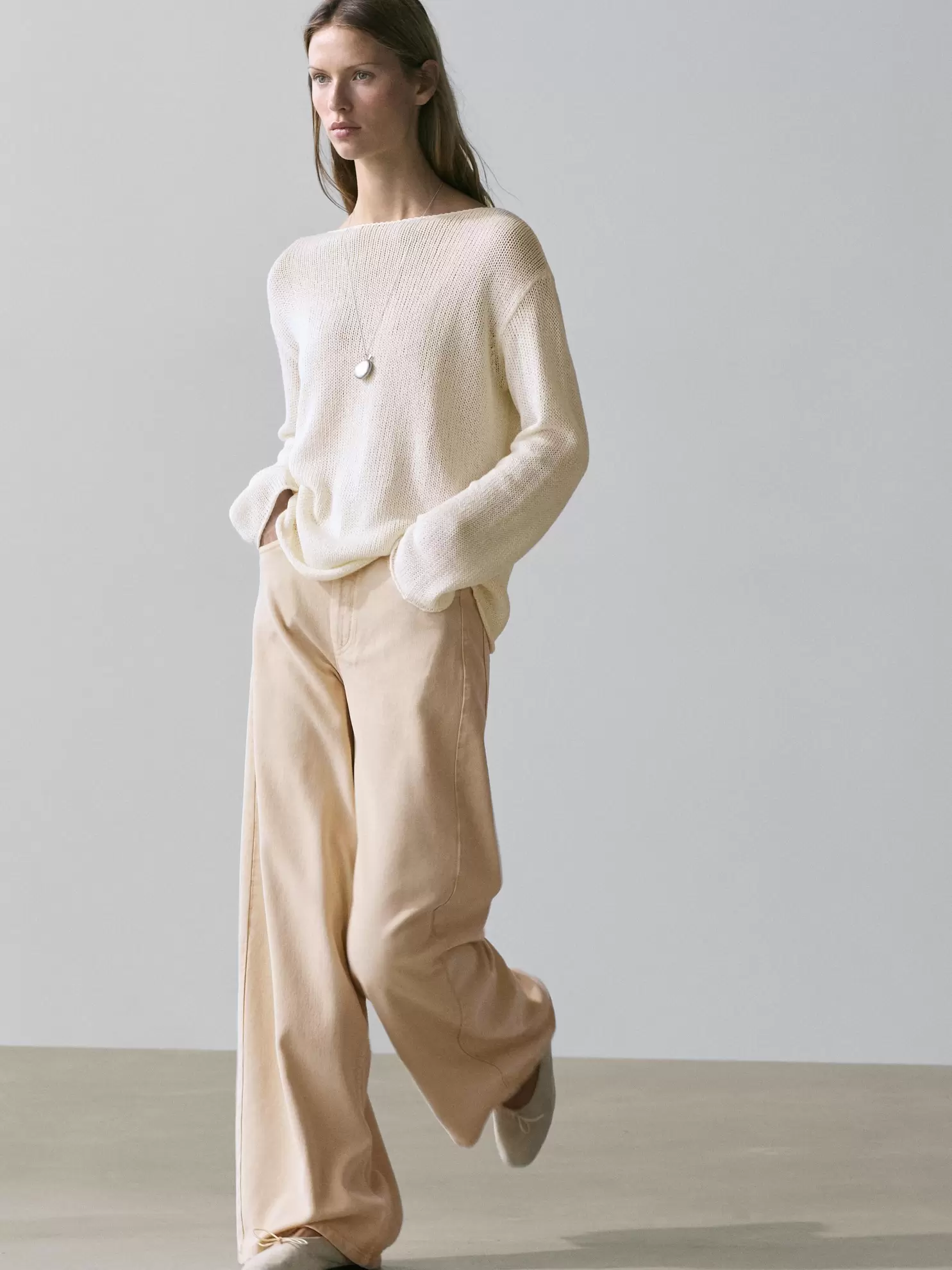 Cotton blend cutwork sweater