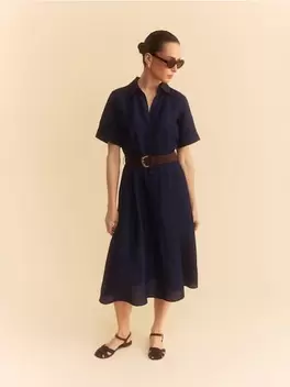 Rochie midi din amestec de in