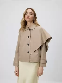 Trenci scurt cu eșarfă