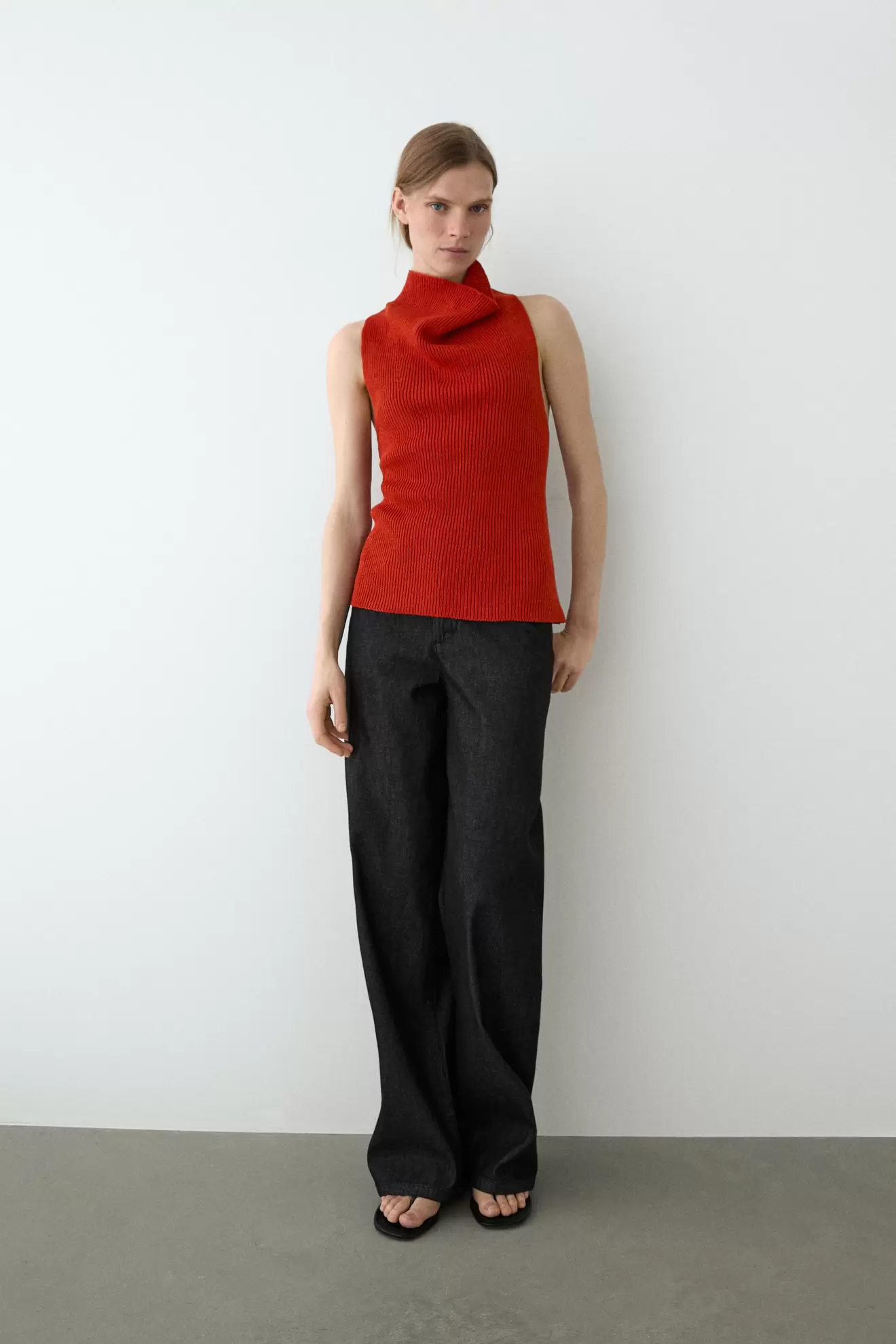 Cotton top with cowl neckline