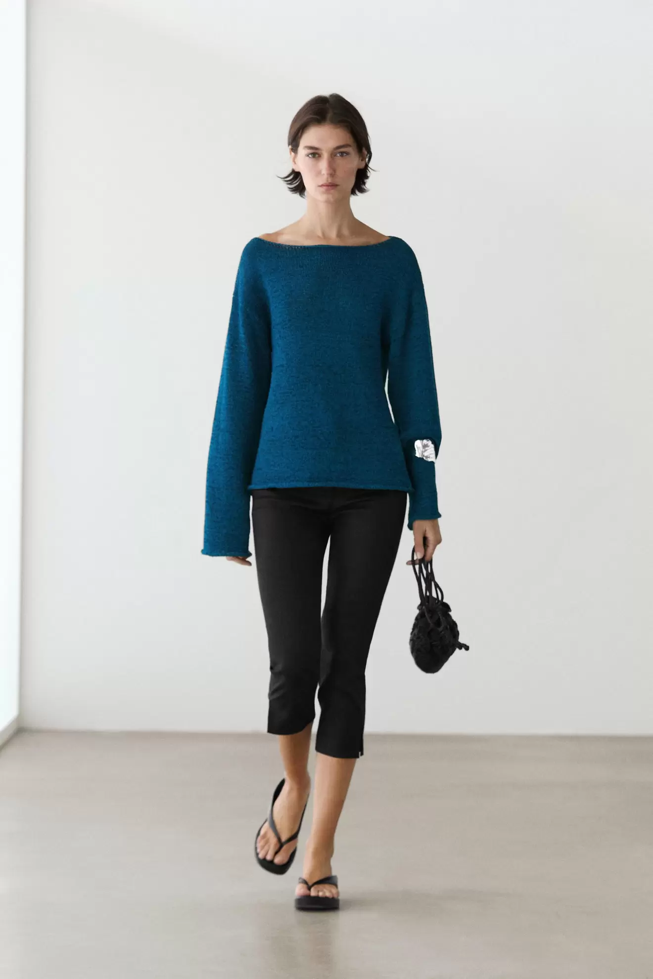 Cotton blend cutwork sweater