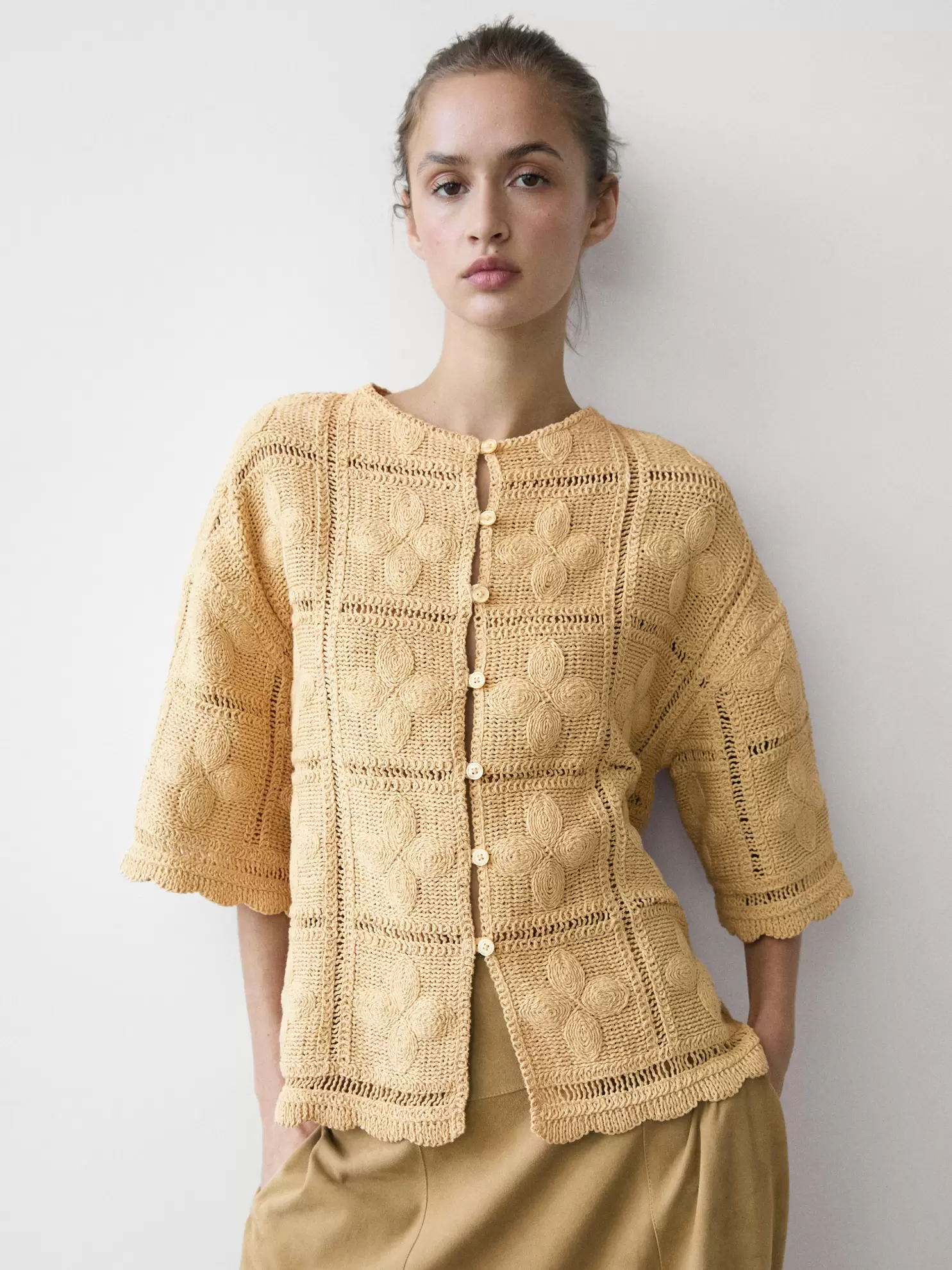 Cutwork crochet cardigan