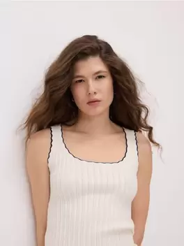 Top din tricot striat, cu adaos de viscoză