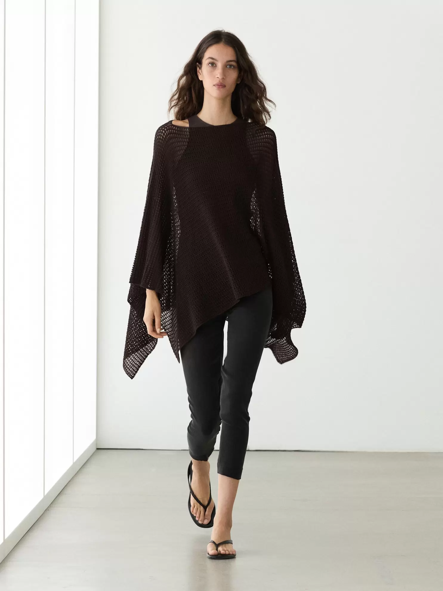 Cotton blend cape with openwork detail