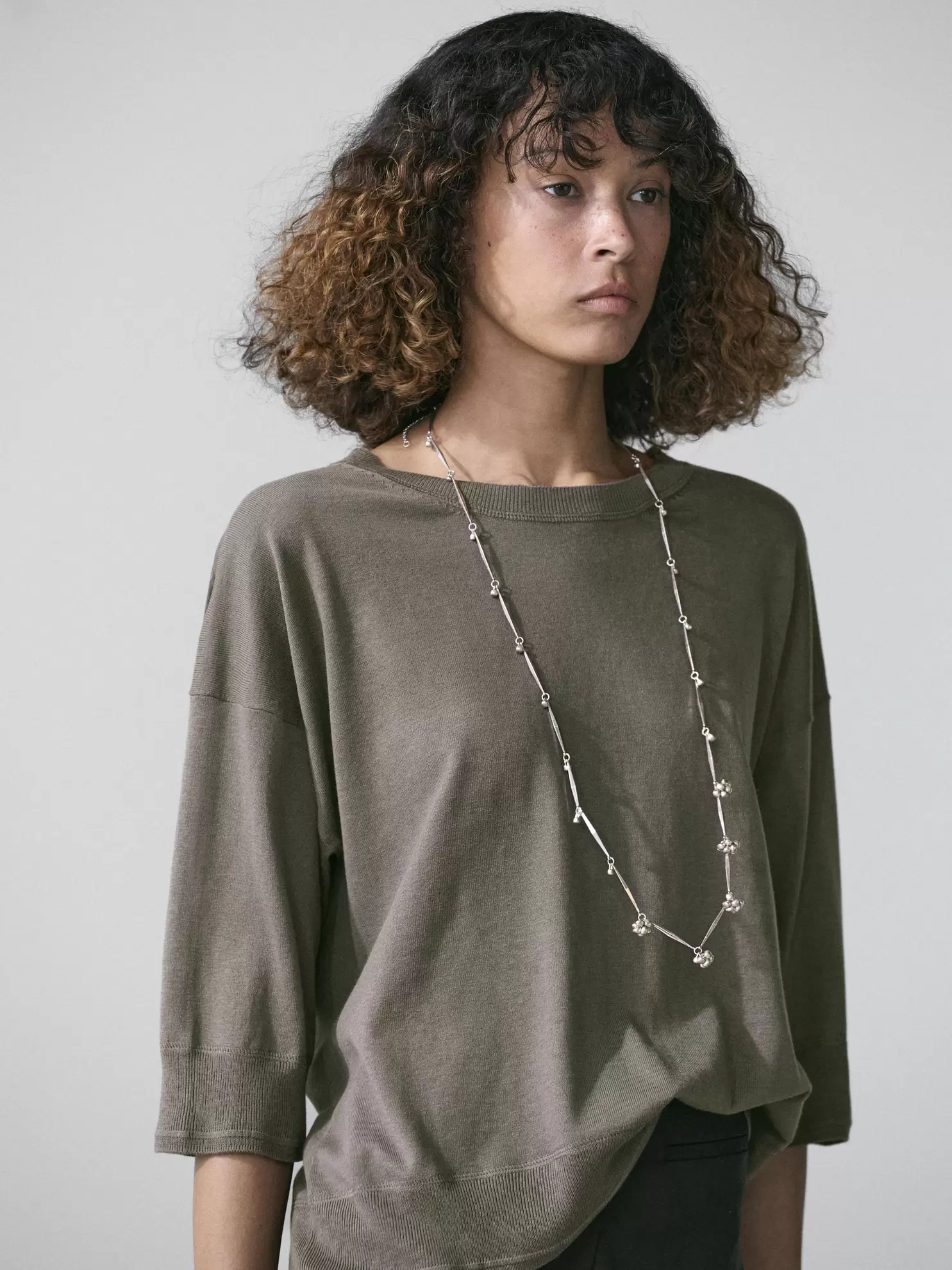 Cotton blend knit sweater