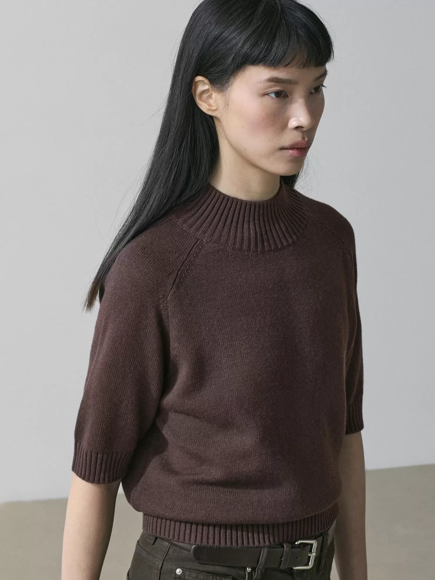 Cotton blend knit sweater