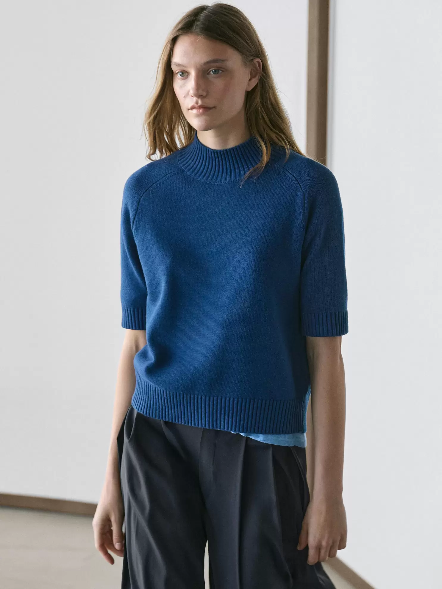 Cotton blend knit sweater