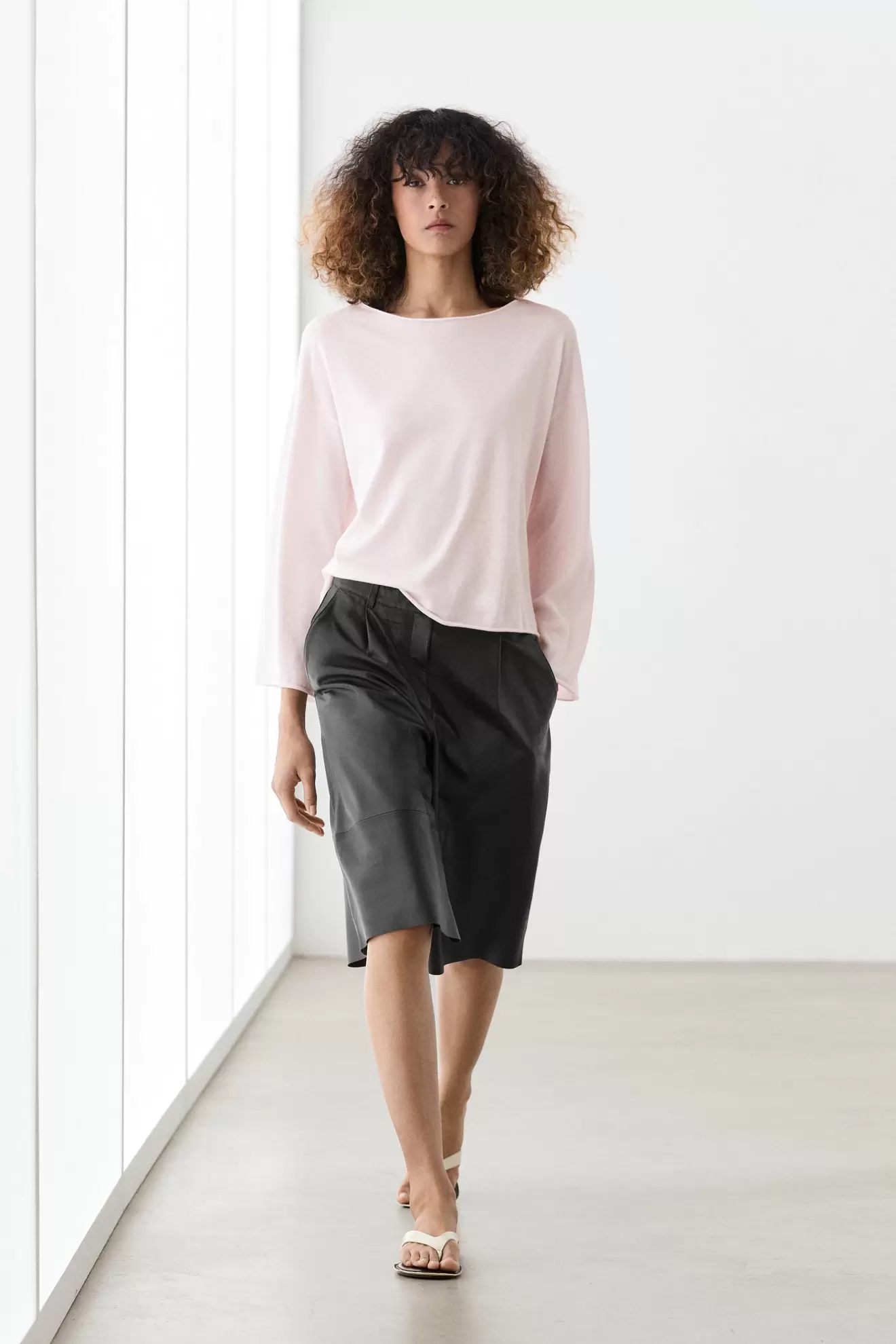 Cotton blend knit cape sweater