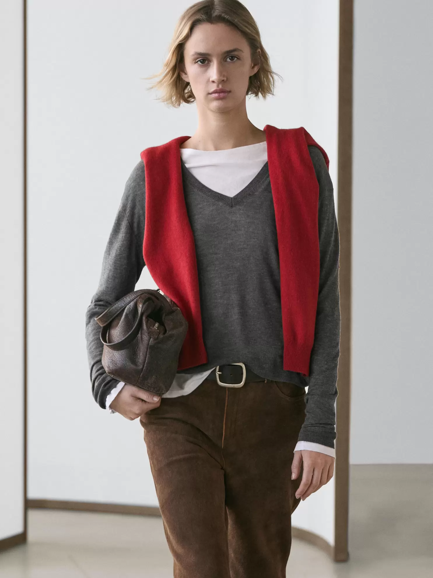 Silk and wool blend knit sweater
