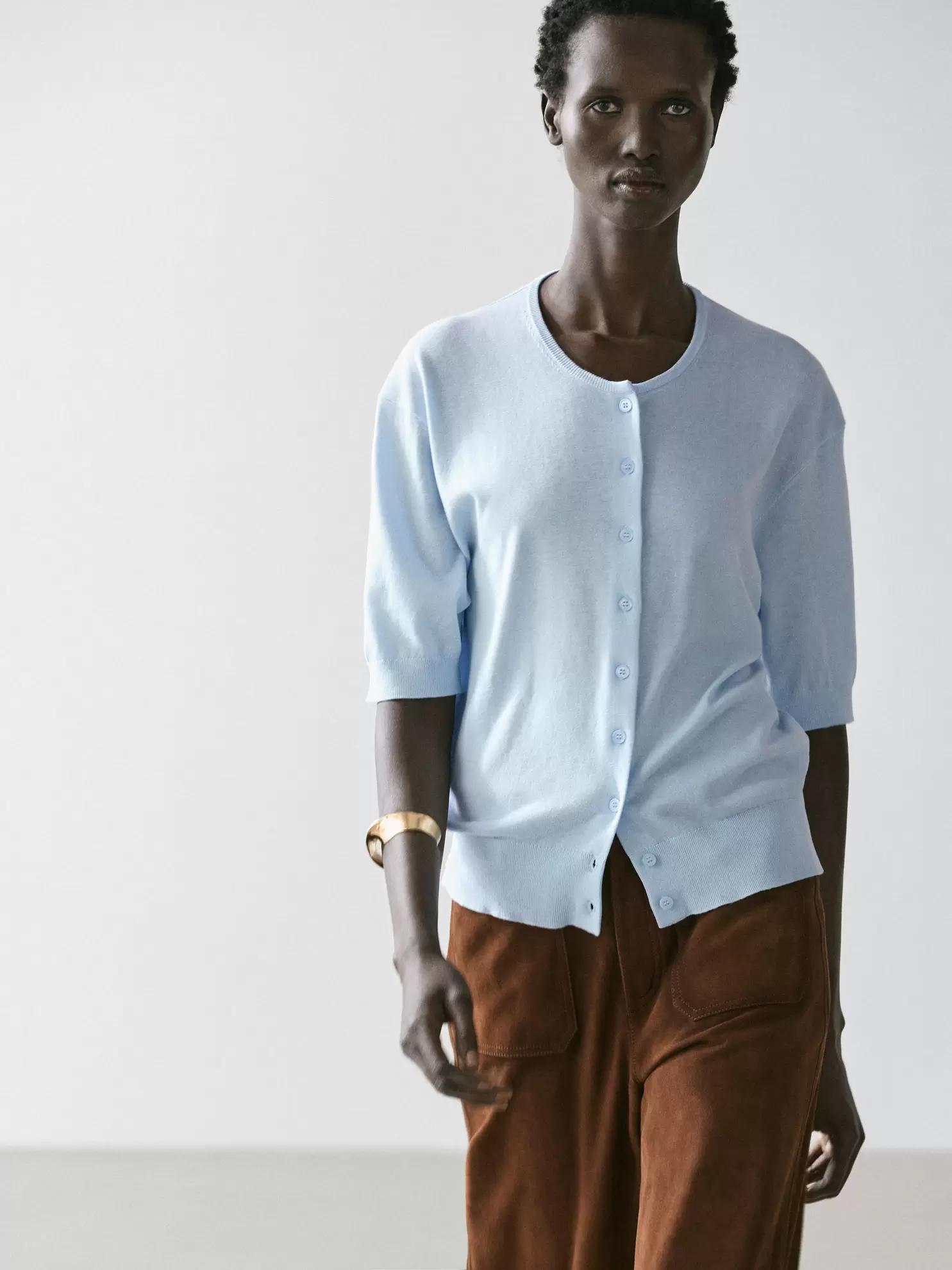 Short sleeve knit cardigan