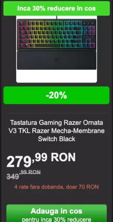 Tastatura Gaming V3 TKL Mecha-Membrane Switch Black