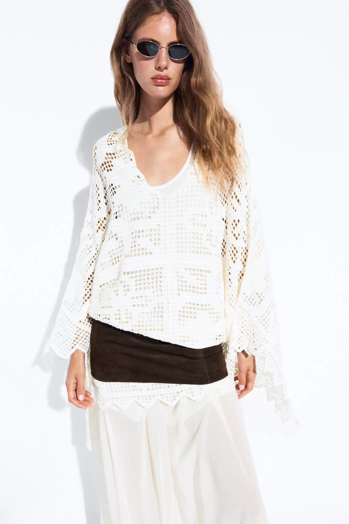 Crochet knit cape
