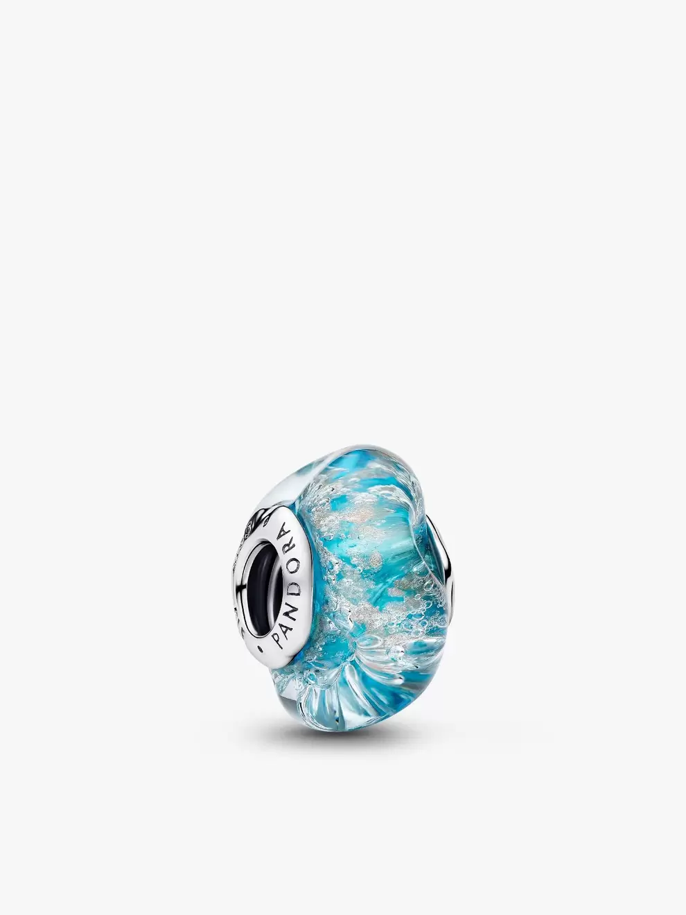Talisman din sticlă de Murano turcoaz cu sclipici