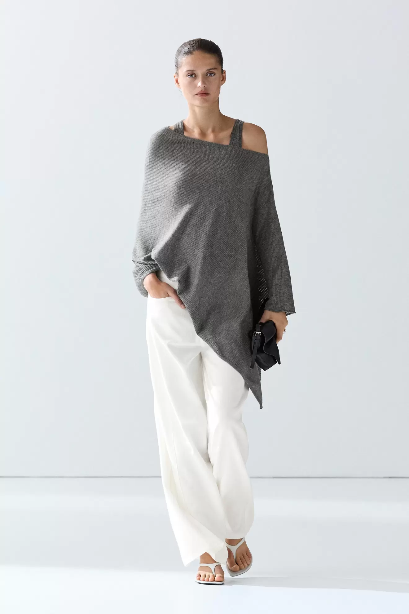 Fine knit wool blend cape