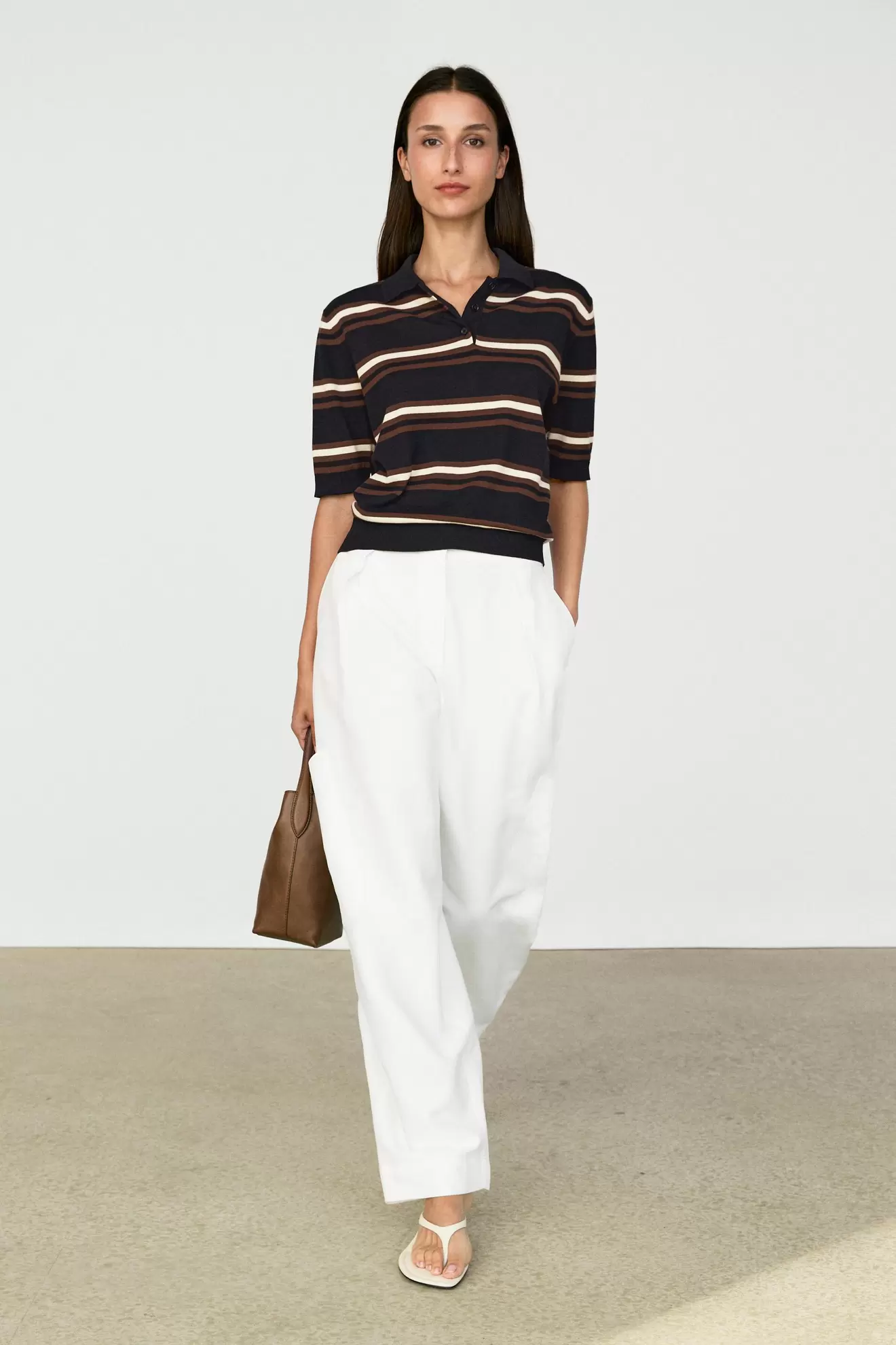 100% Cotton Striped Knit Polo