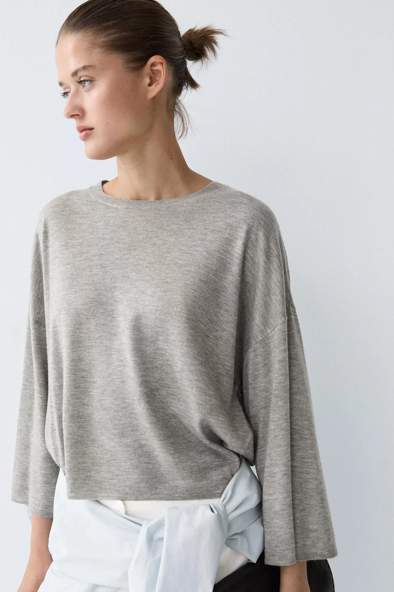 Wool blend round neck sweater