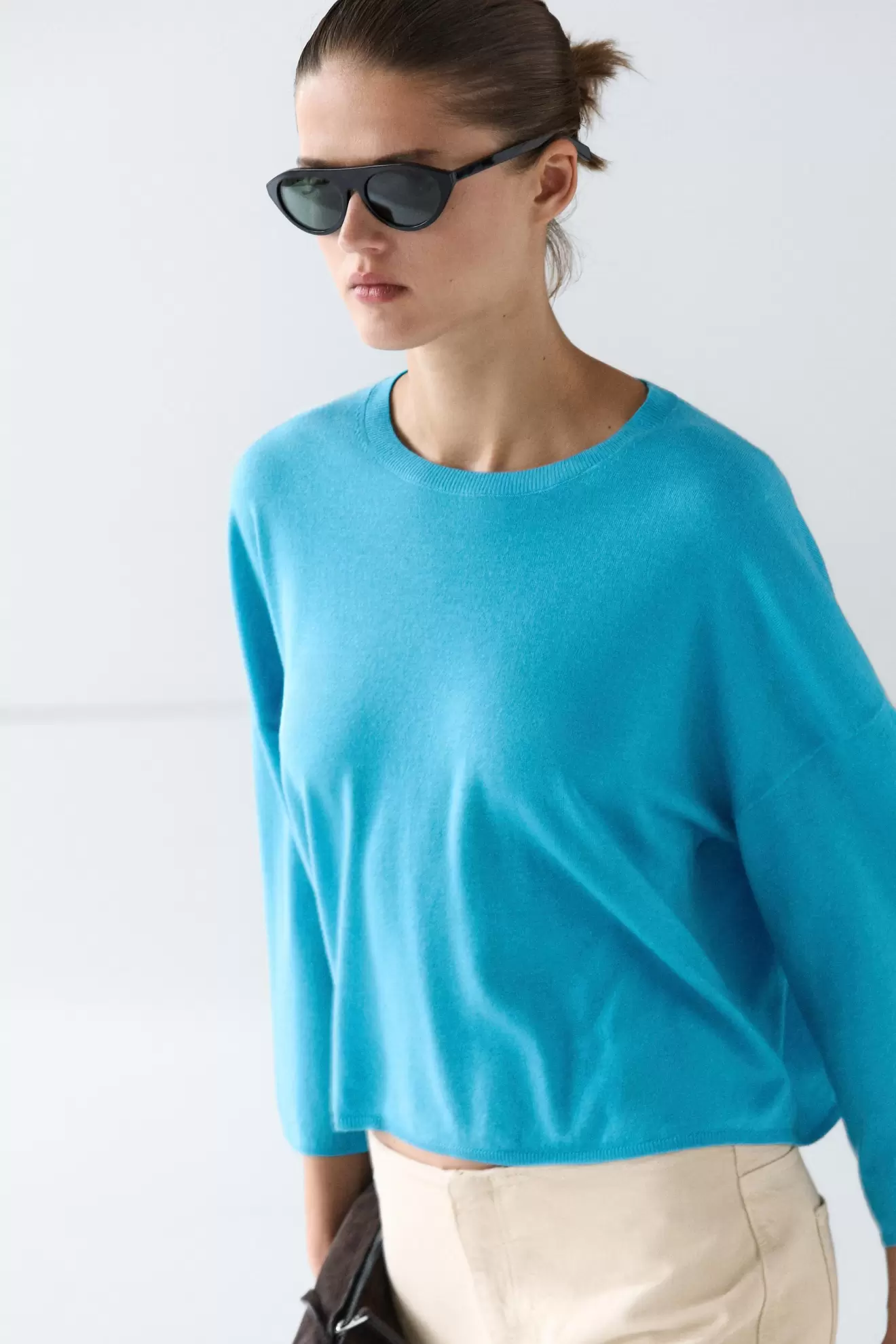 Wool blend round neck sweater