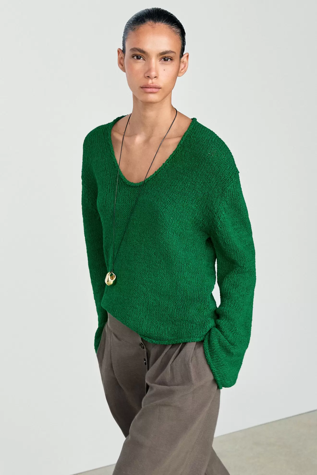 Cotton-blend knit sweater