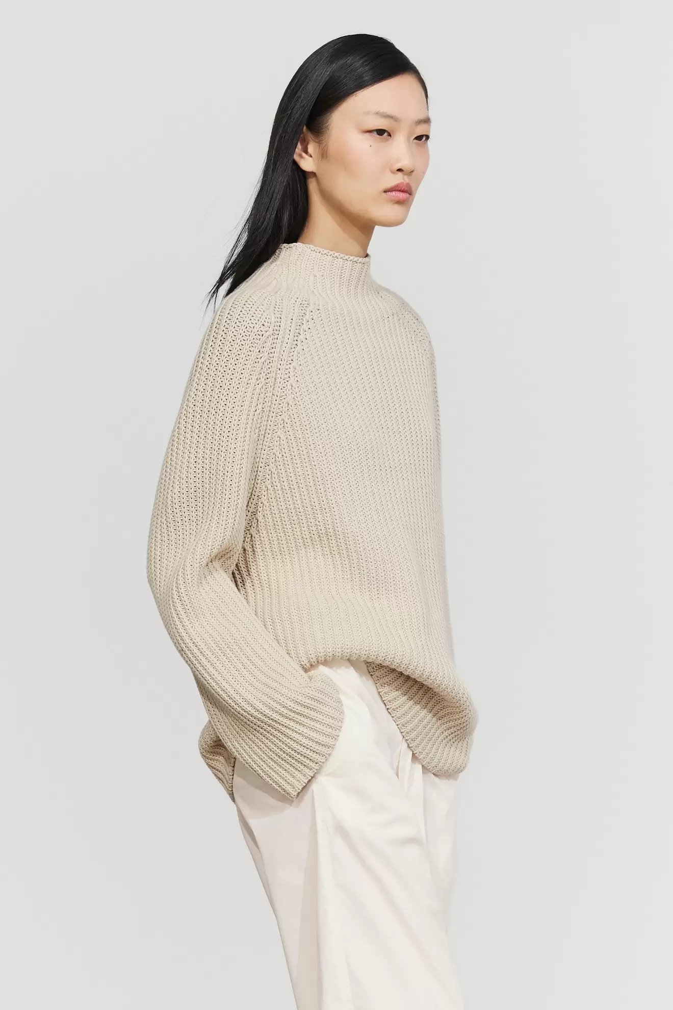 100% cotton purl knit sweater
