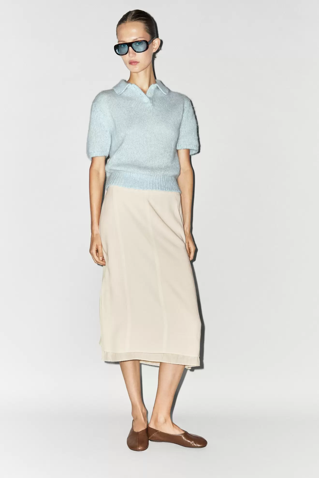 Alpaca blend knit polo sweater