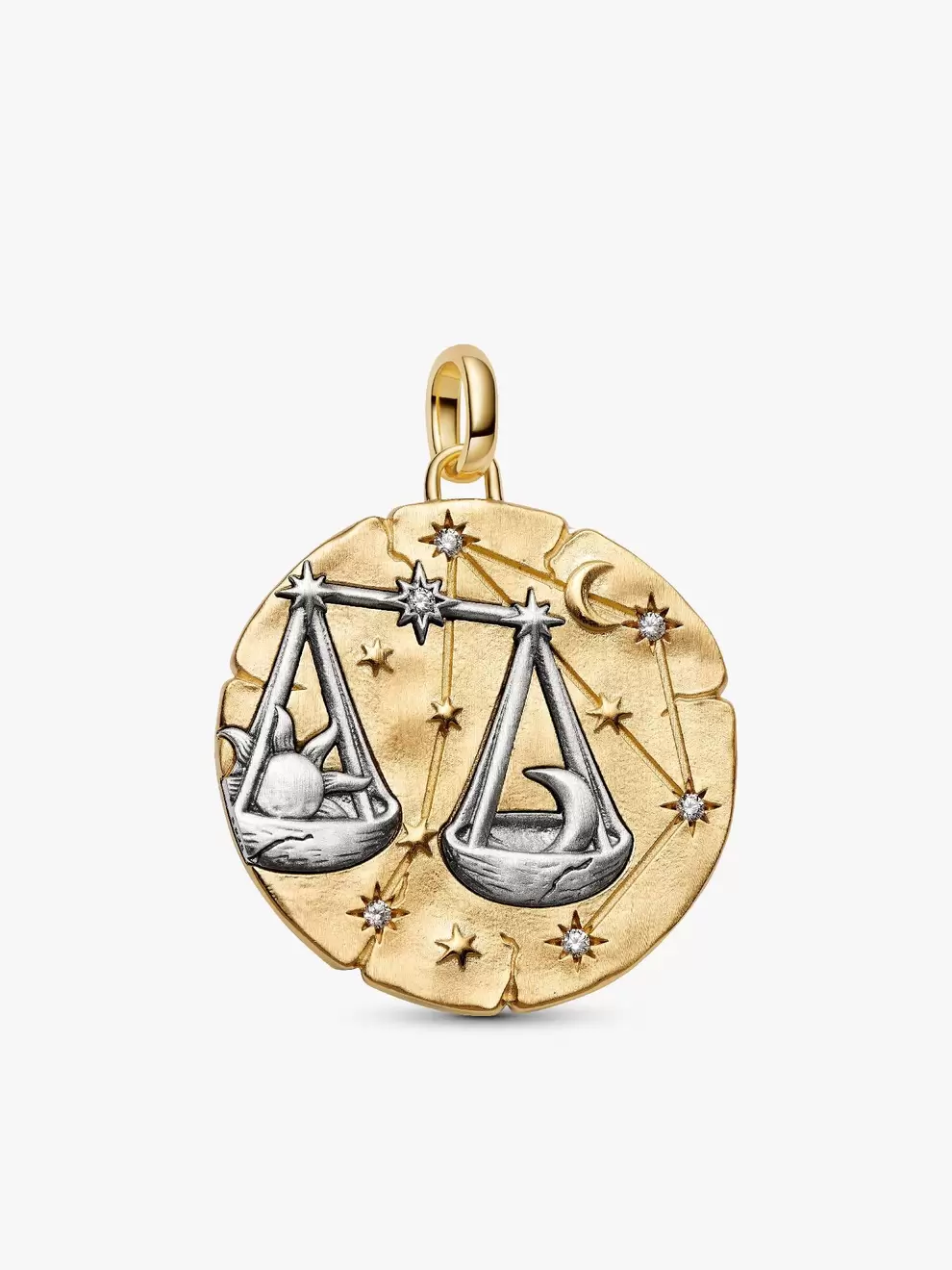 Talisman de tip medalion supradimensionat cu semnul zodiacal Balanță