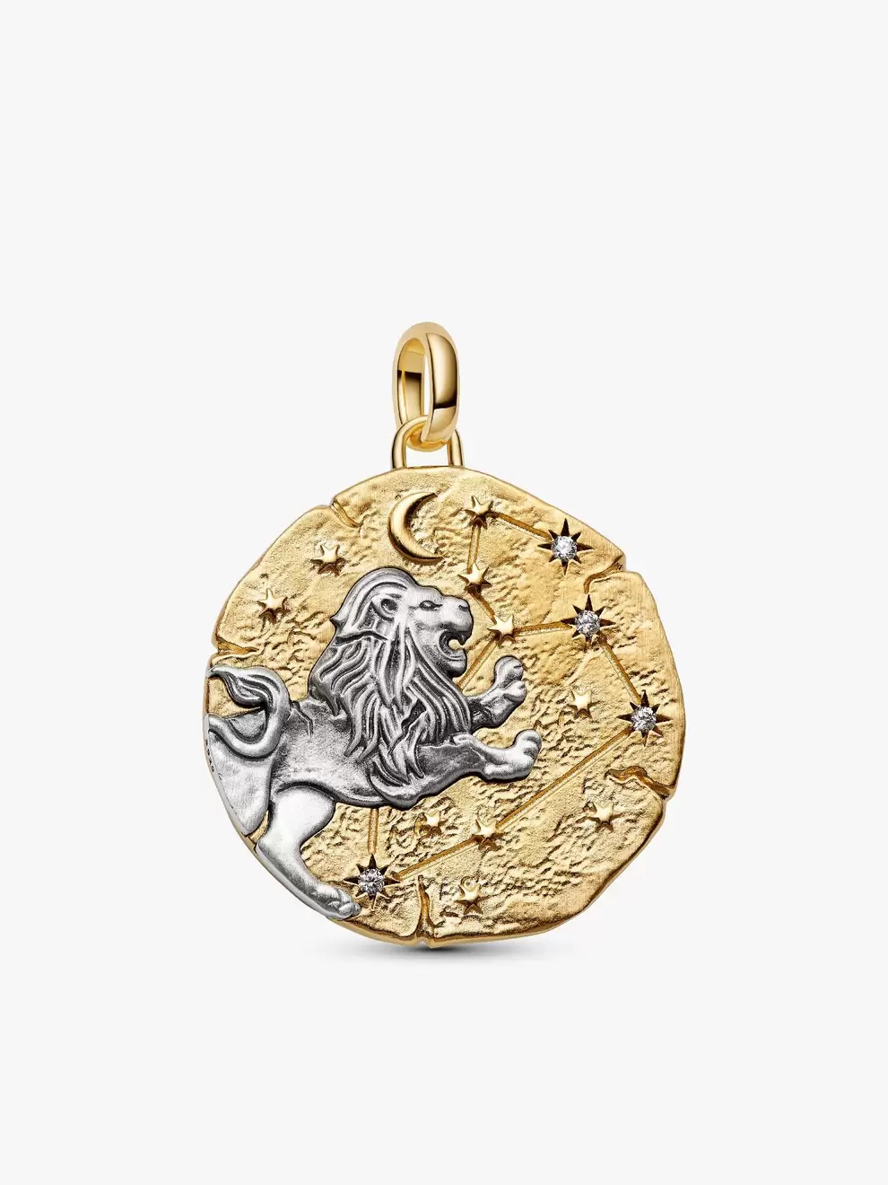 Talisman de tip medalion supradimensionat cu semnul zodiacal Leu