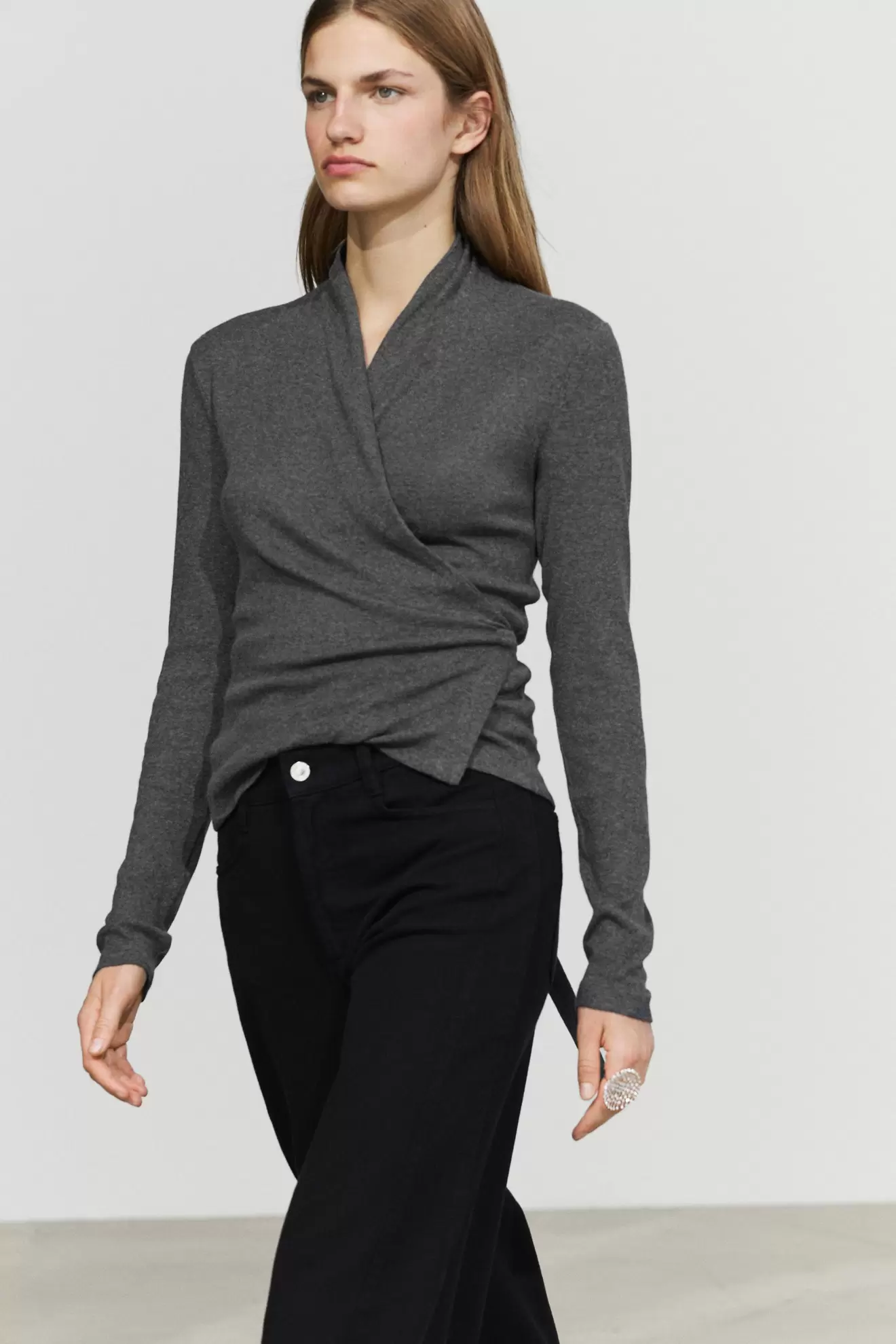 Cotton cashmere wrap cardigan