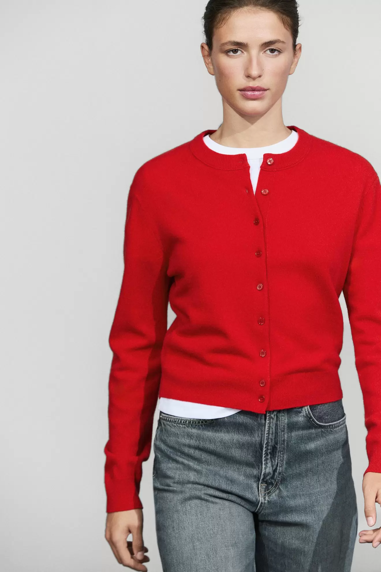 Knit cardigan with button detail