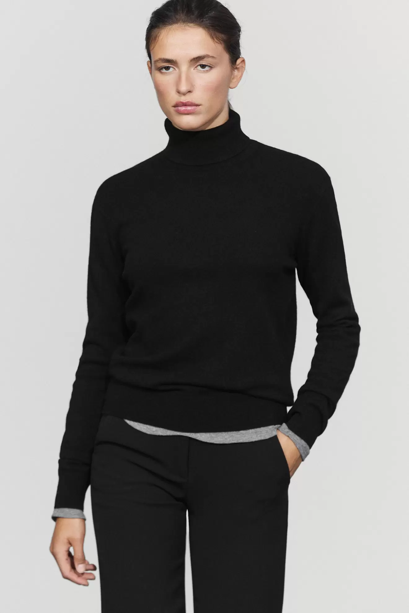 Wool-blend knit turtleneck sweater