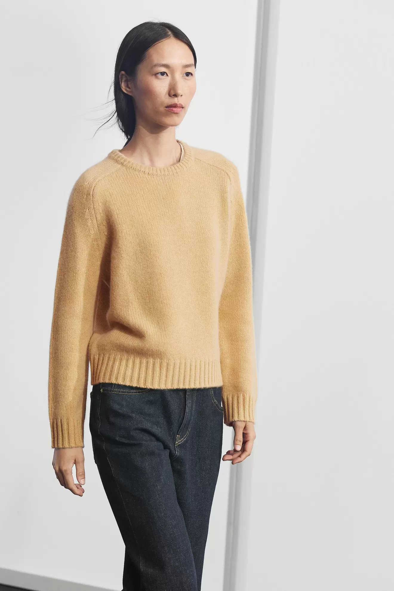 Knit 100% cashmere round neck sweater