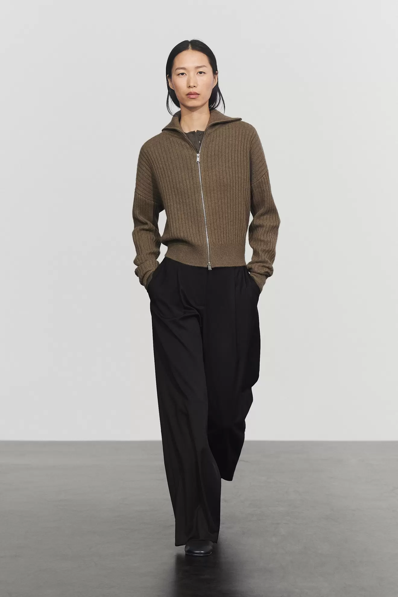 100% Cashmere Ribbed Knit Cardigan
