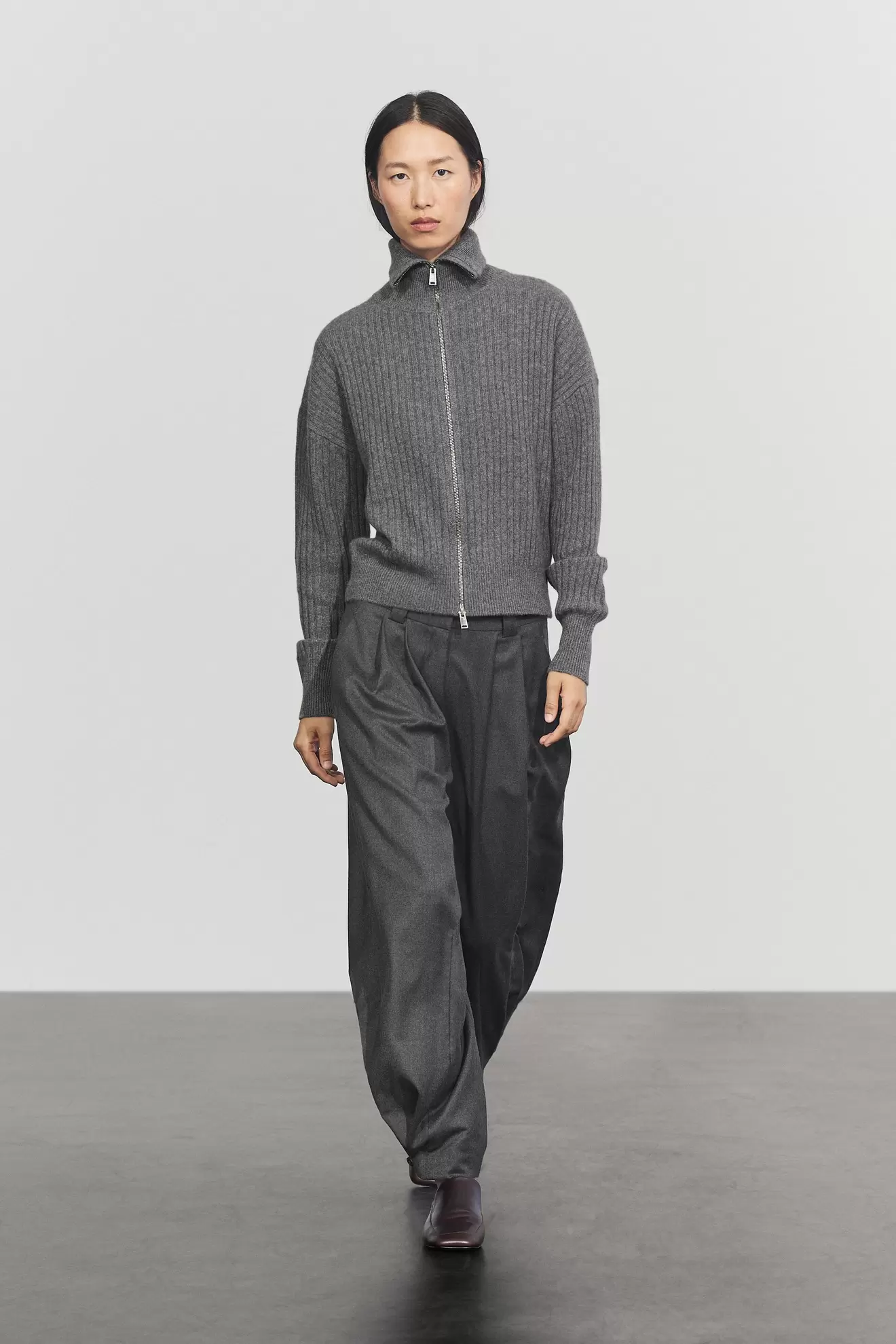 100% Cashmere Ribbed Knit Cardigan