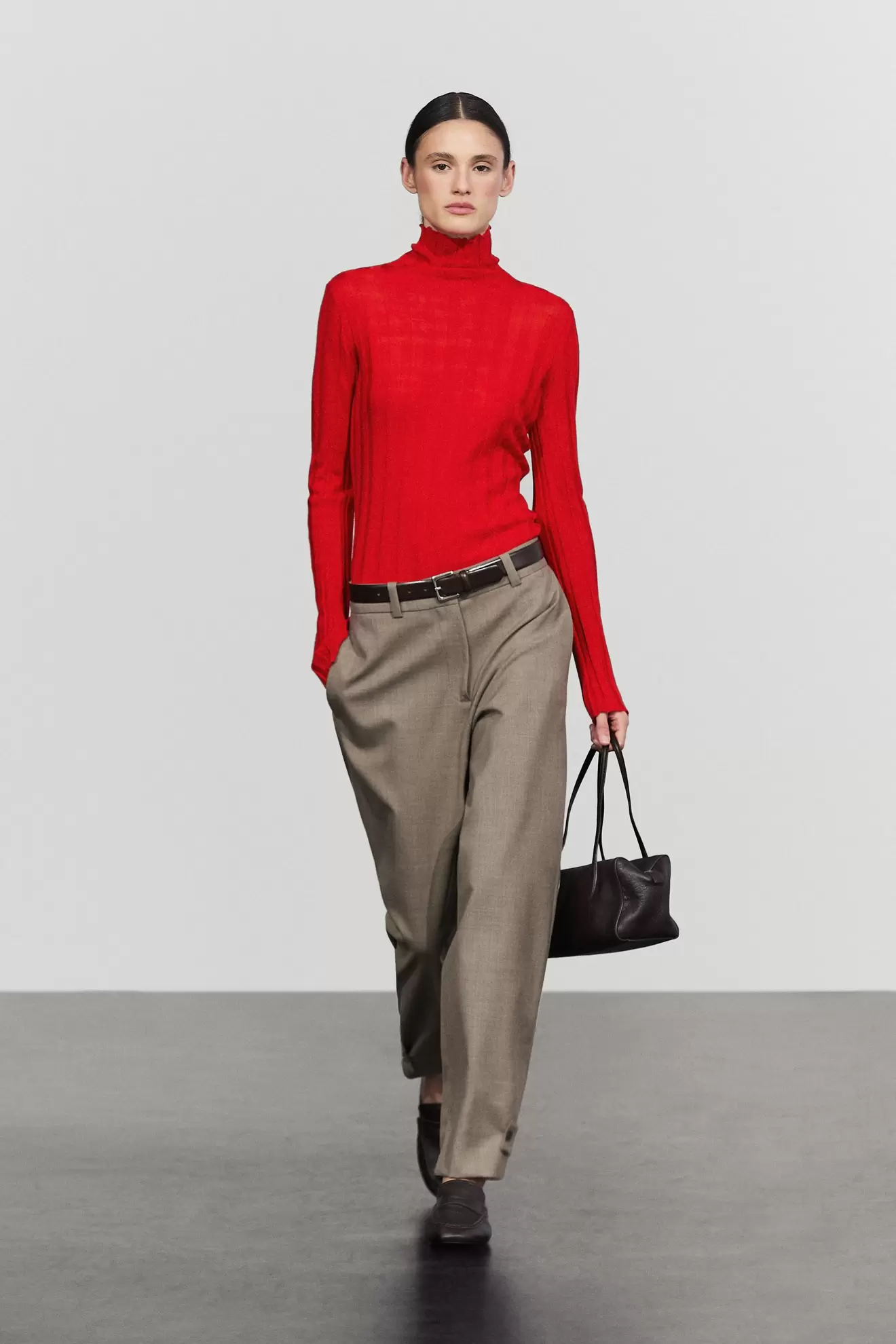 Ribbed mock turtleneck knit sweater