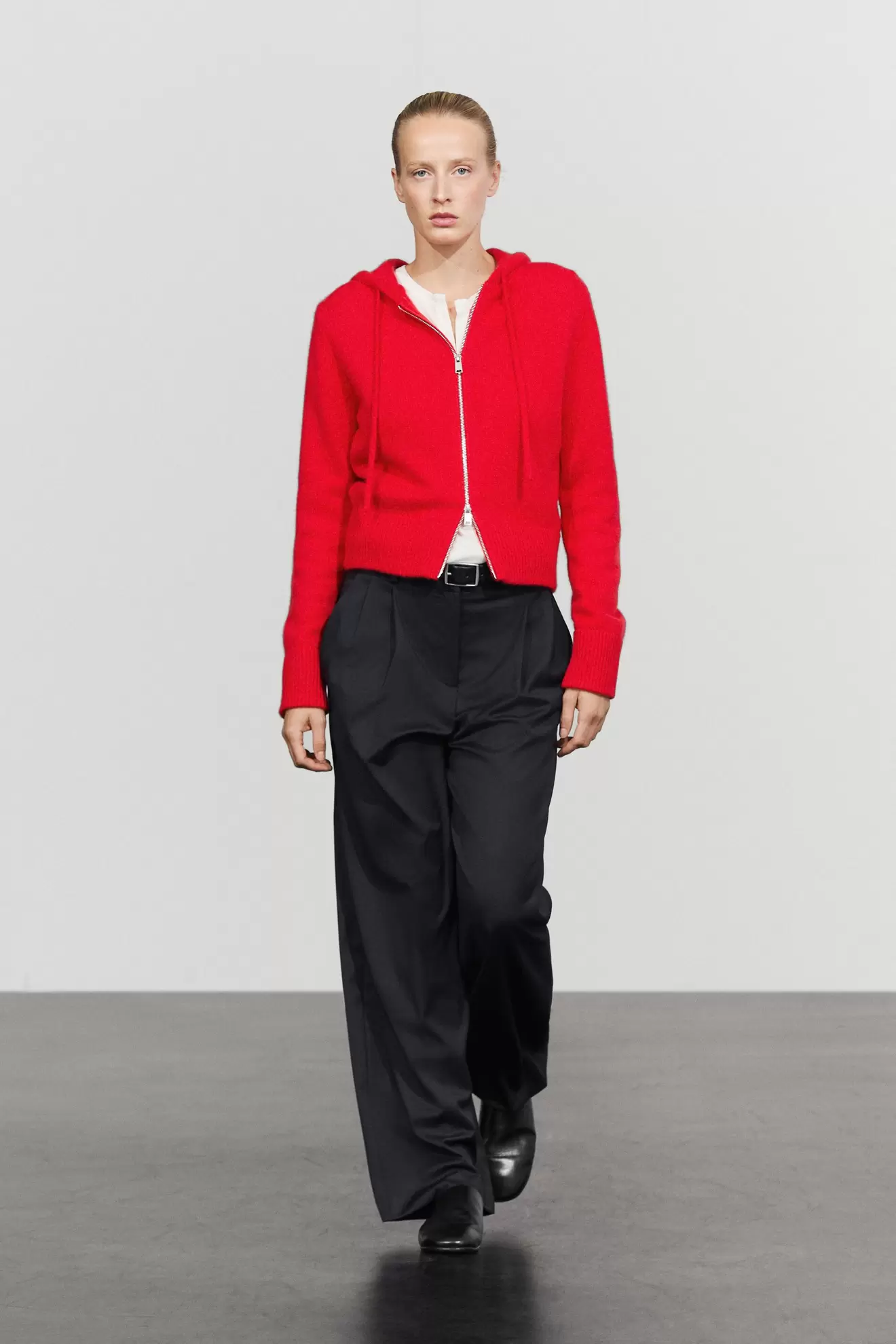 100% cashmere hooded zip-up cardigan