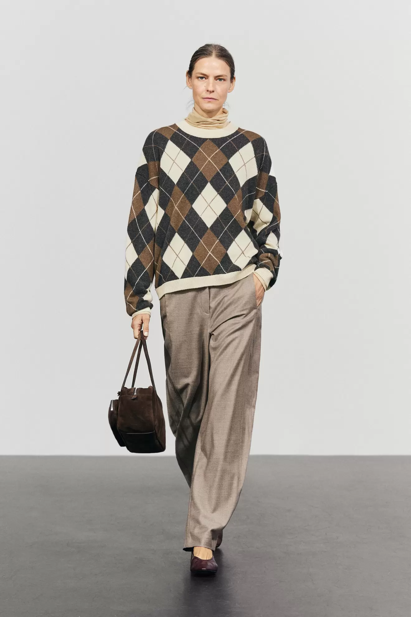 Wool-blend Argyle knit sweater